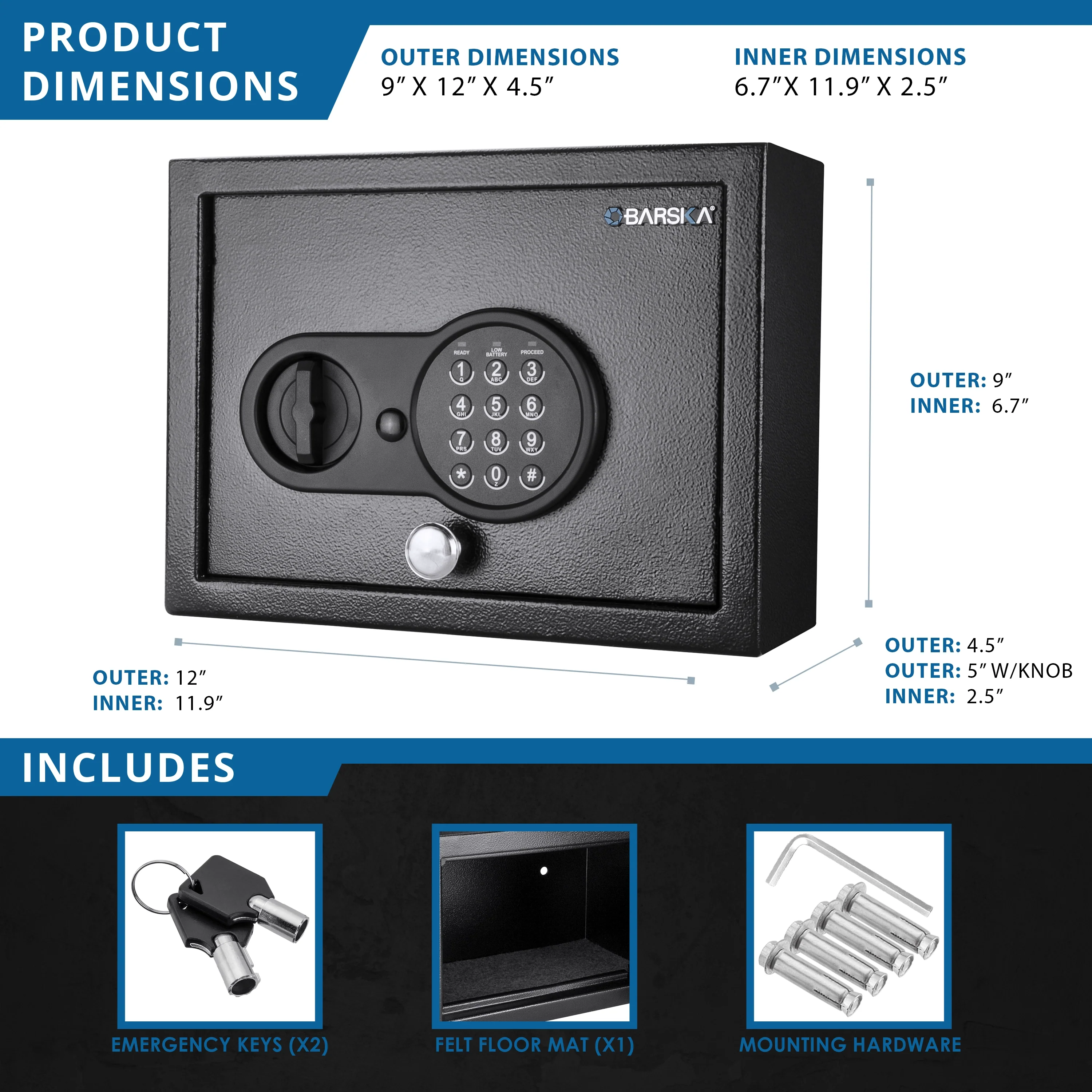 0.15 Cu. ft Top Opening Keypad Security Safe | AX12622 - Image 7