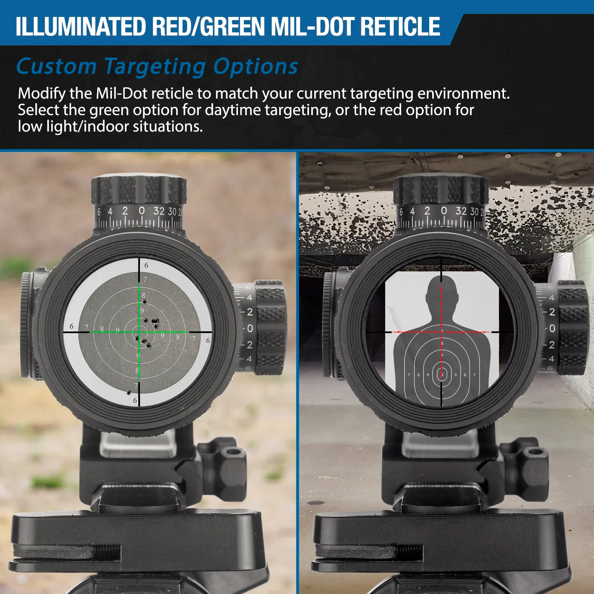 1-4x28mm SWAT-AR IR Mil-Dot Rifle Scope with Cantilever Mount | AC11872 - Image 10