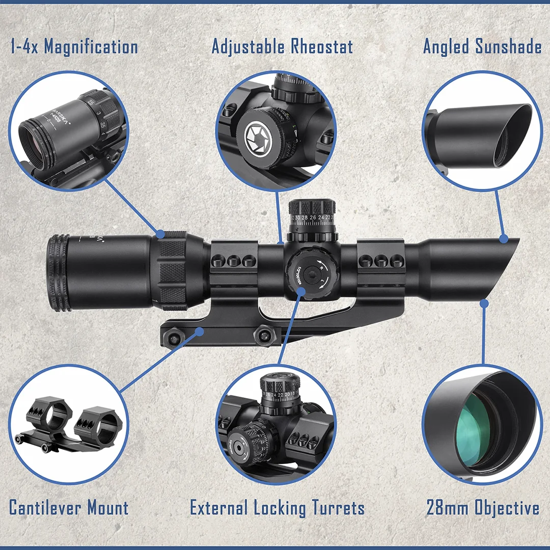 1-4x28mm SWAT-AR IR Mil-Dot Rifle Scope with Cantilever Mount | AC11872 - Image 11