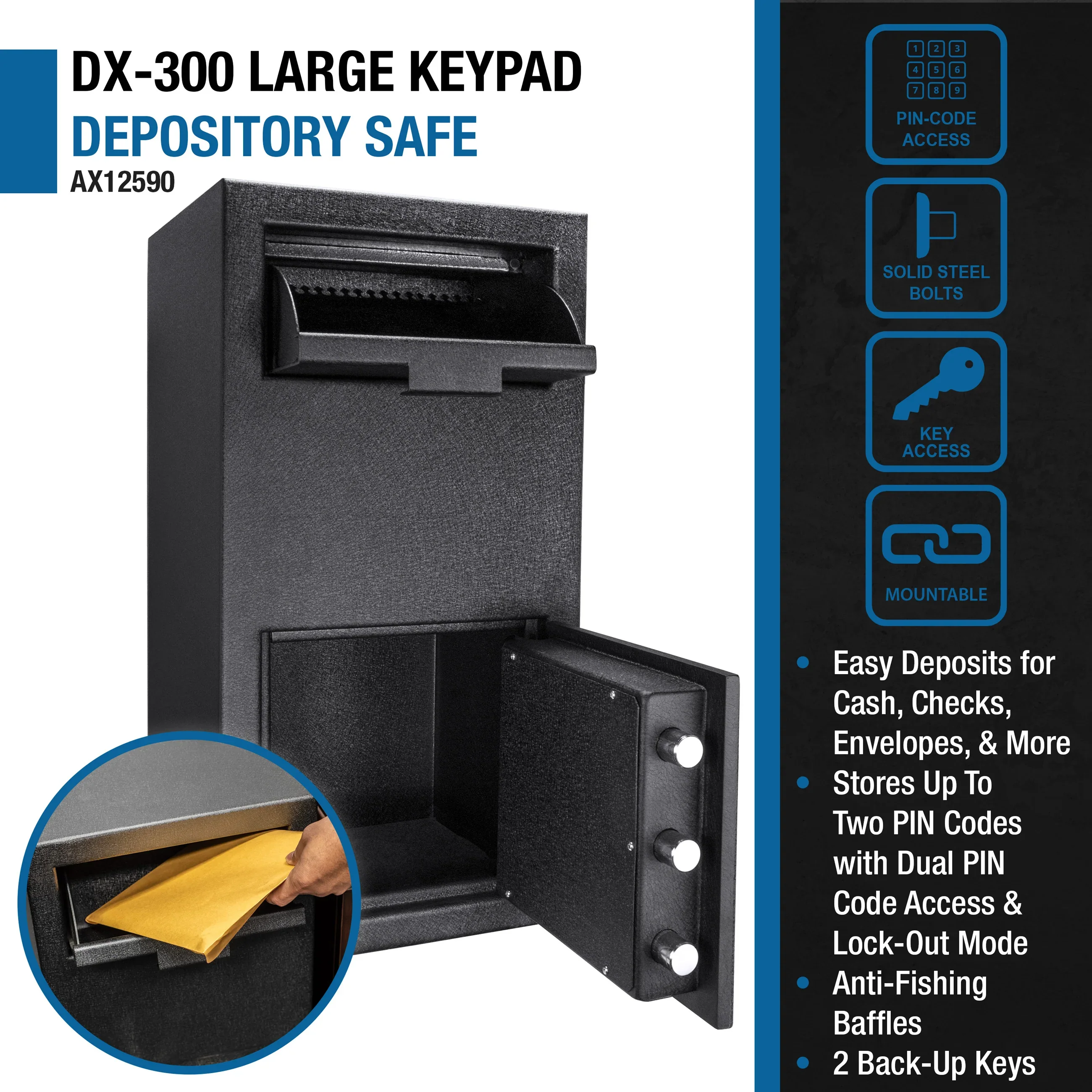 DX300 1.72 Cu. ft Keypad Depository Safe | AX12590 - Image 9
