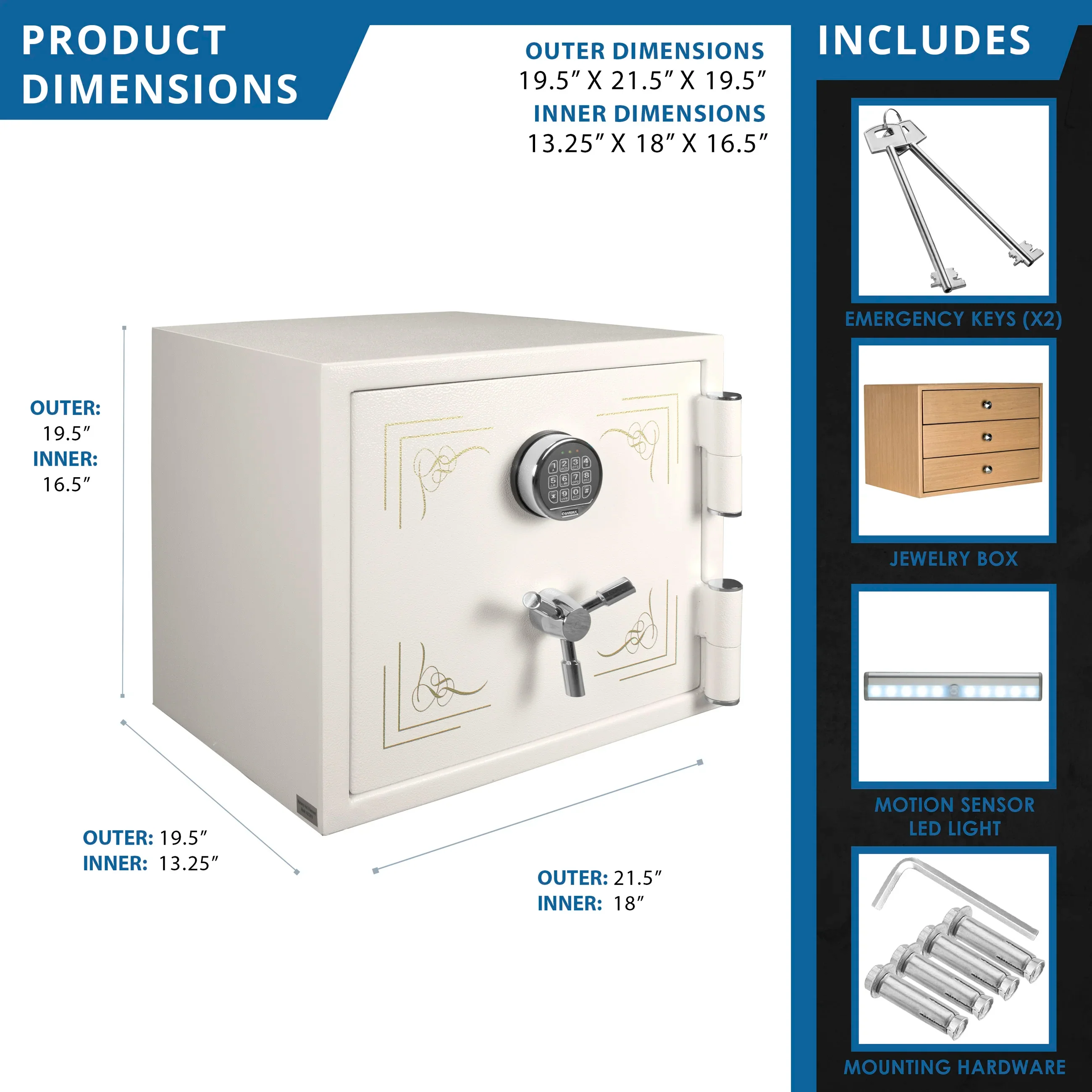 1.91 Cu. ft Keypad Fireproof Jewelry Safe | AX13616 - Image 8