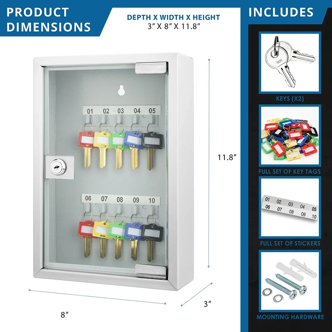 10 Capacity Fixed Position Key Cabinet with Glass Door | CB12986 - Image 5