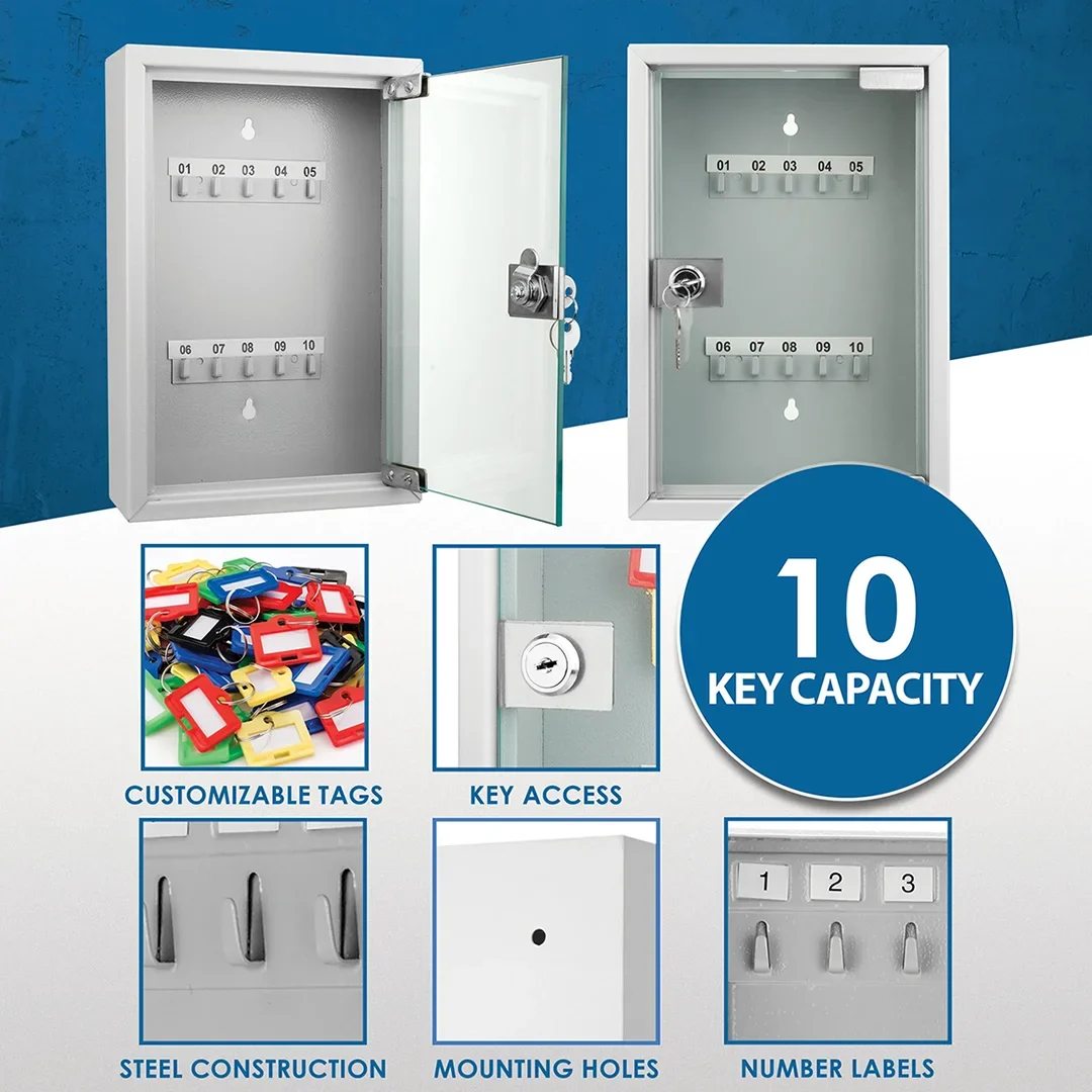 10 Capacity Fixed Position Key Cabinet with Glass Door | CB12986 - Image 6