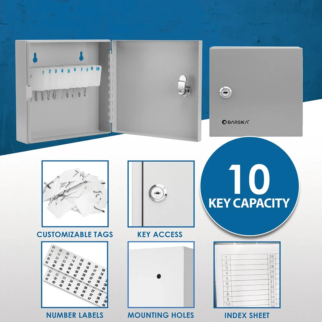 10 Capacity Fixed Position Key Cabinet with Key Lock, White Tags | CB13362 - Image 8