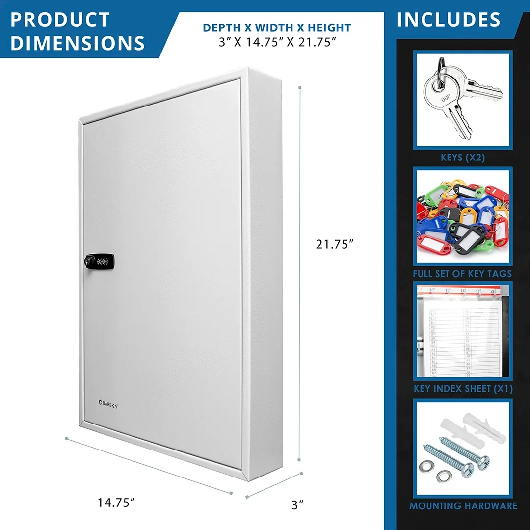 100 Capacity Adjustable Key Cabinet with Combination & Key Lock, Grey | CB13560 - Image 9