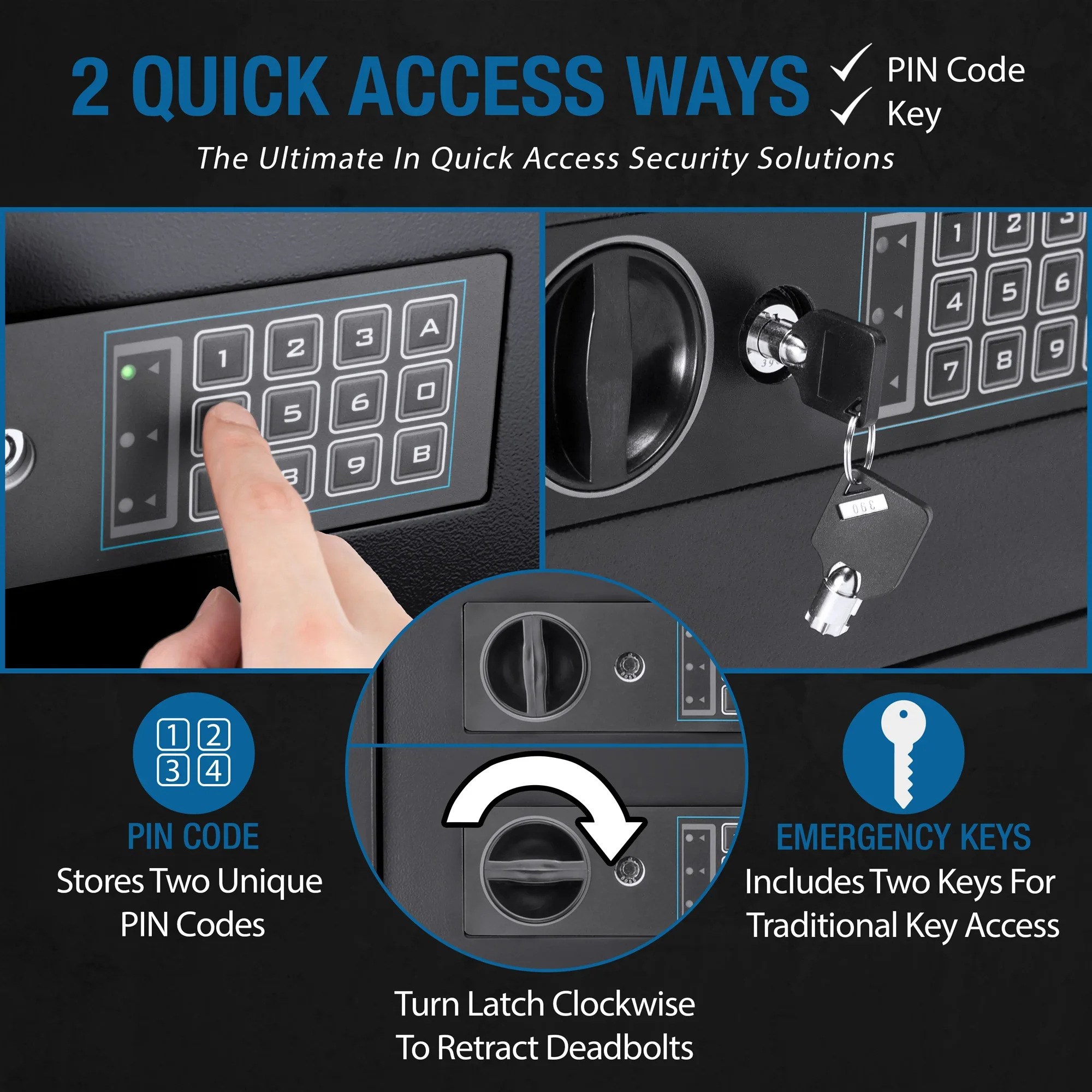 100 Capacity Fixed Position Key Cabinet Digital Keypad Wall Safe, Black | AX13370 - Image 8
