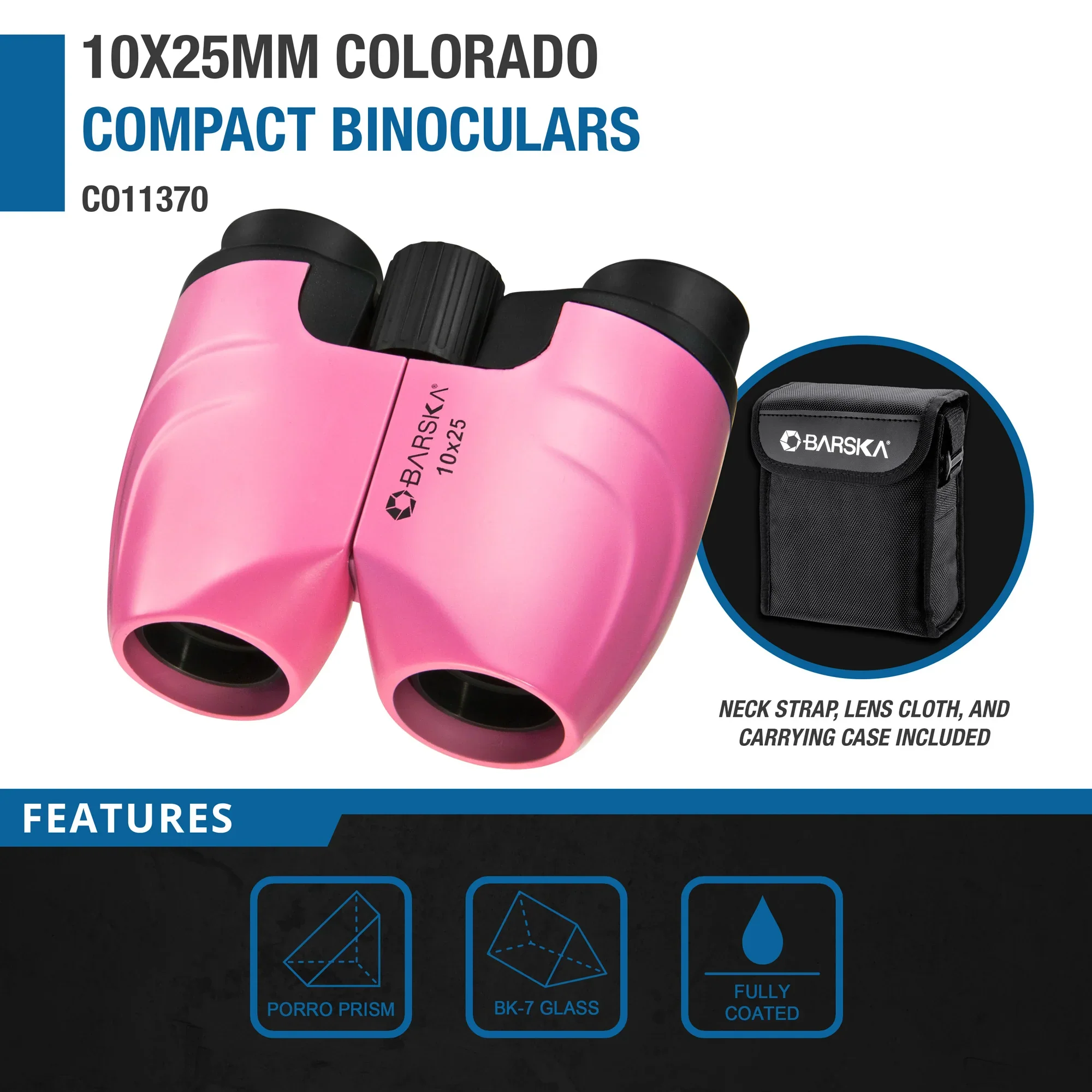 10x25mm Colorado Compact Binoculars, Pink | CO11370 - Image 8