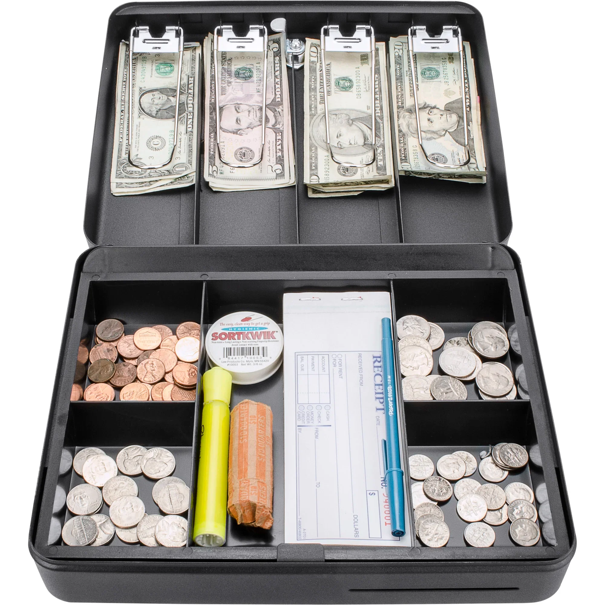 Fold Out Cash Box with Five Compartment Tray, Bill Holder, and Drop Slot with Key Lock | CB13052 - Image 3