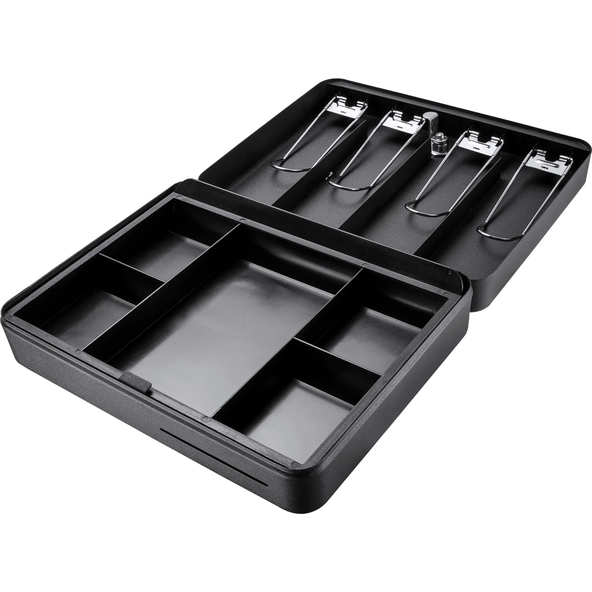 Fold Out Cash Box with Five Compartment Tray, Bill Holder, and Drop Slot with Key Lock | CB13052 - Image 4