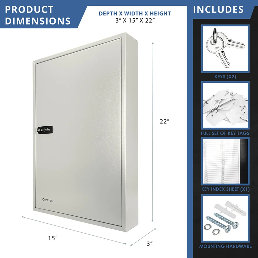 160 Capacity Fixed Position Key Cabinet with Combination & Key Lock, White Tags | CB13602 - Image 7