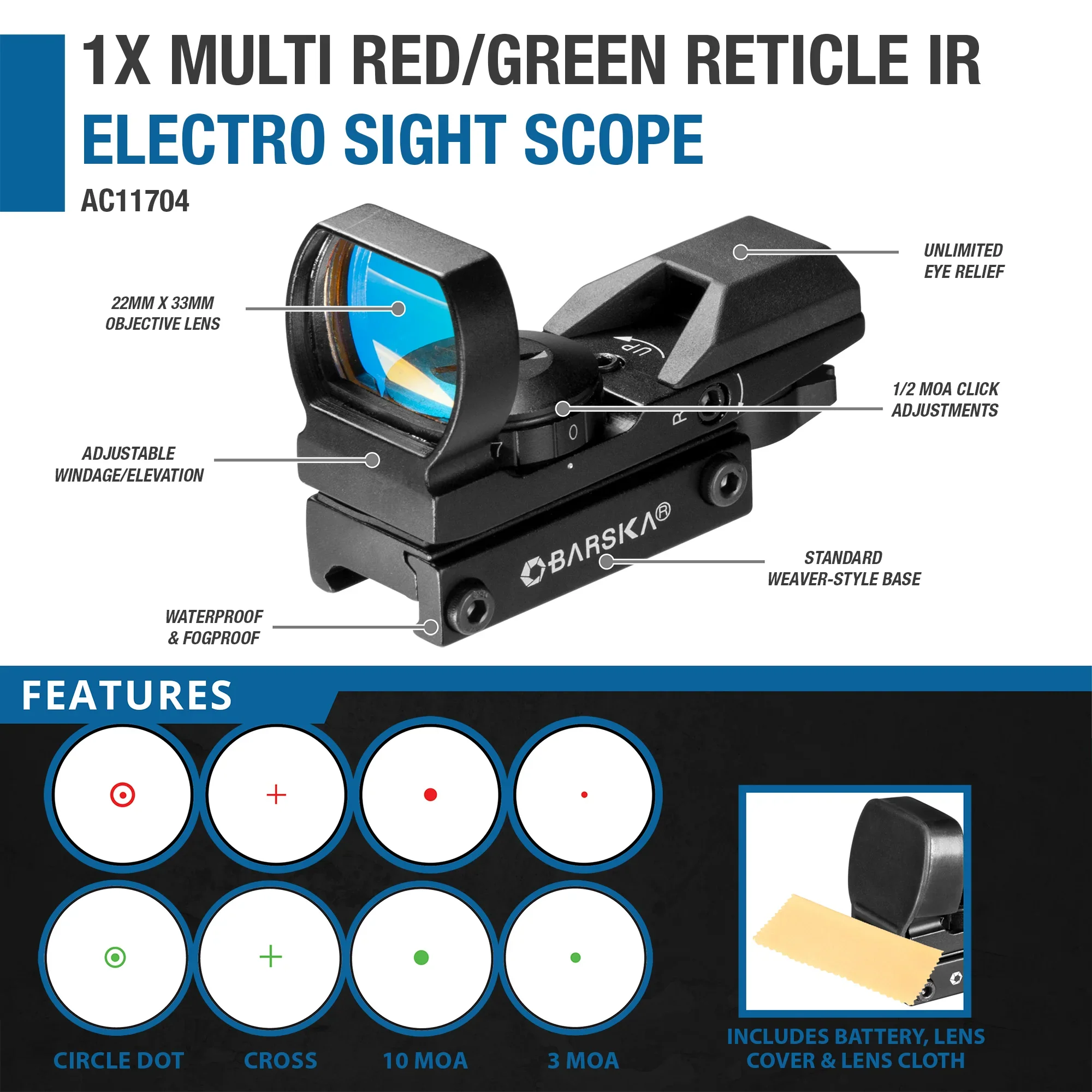 1x Electro Sight IR Multi Red/Green Reticle Sight | AC11704 - Image 7