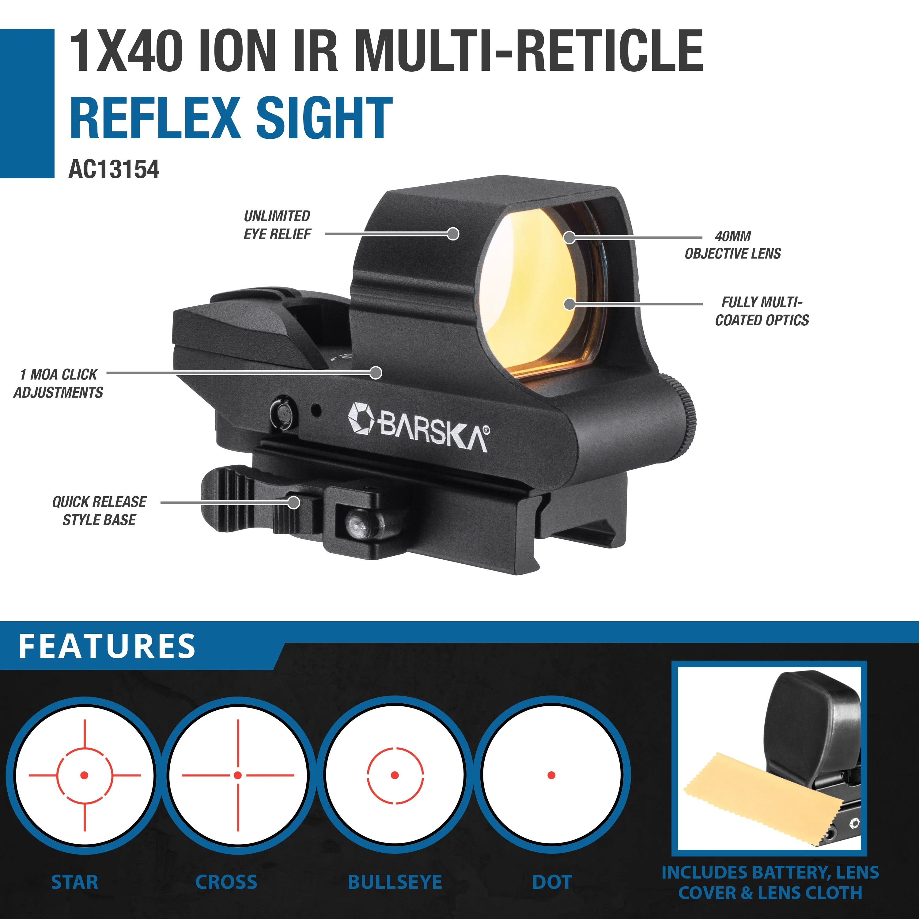 1x40mm Electro Sight ION IR Multi Reticle Reflex Sight | AC13154 - Image 6