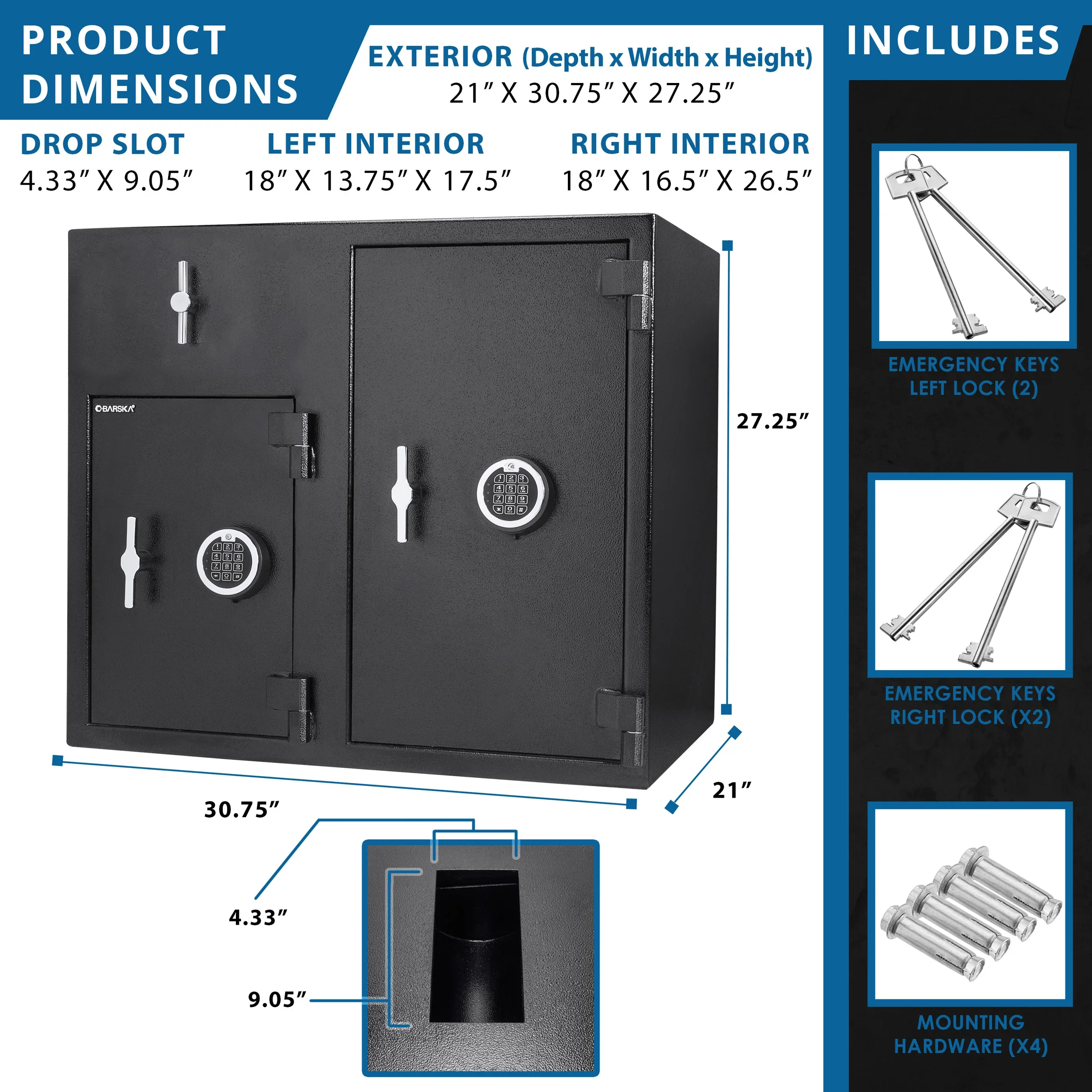 2.58/4.68 Cu. ft Dual Compartment Rotary Hopper Keypad Depository Safe | AX13522 - Image 7