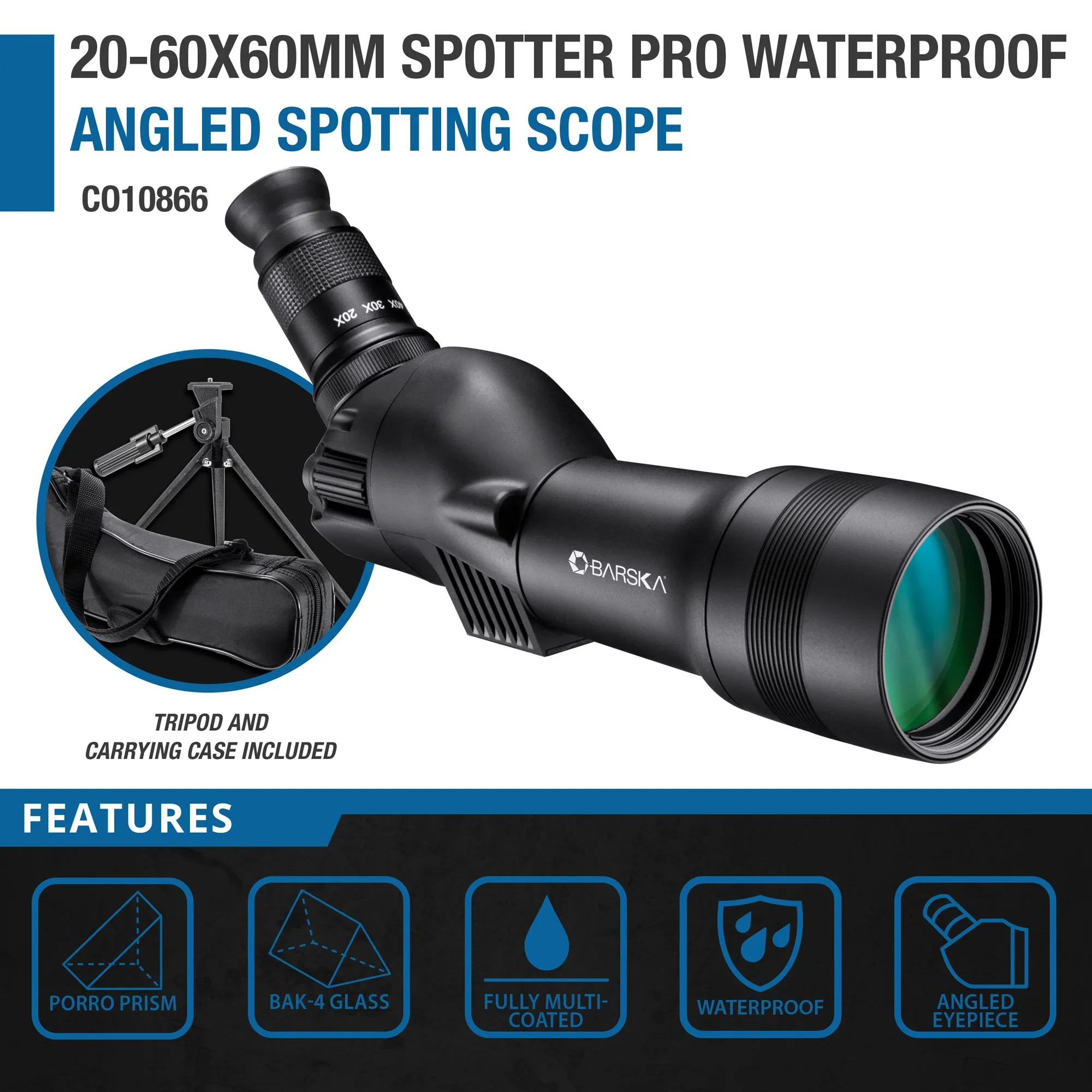20-60x60mm Spotter Pro Waterproof Angled Spotting Scope | AD12570 - Image 8