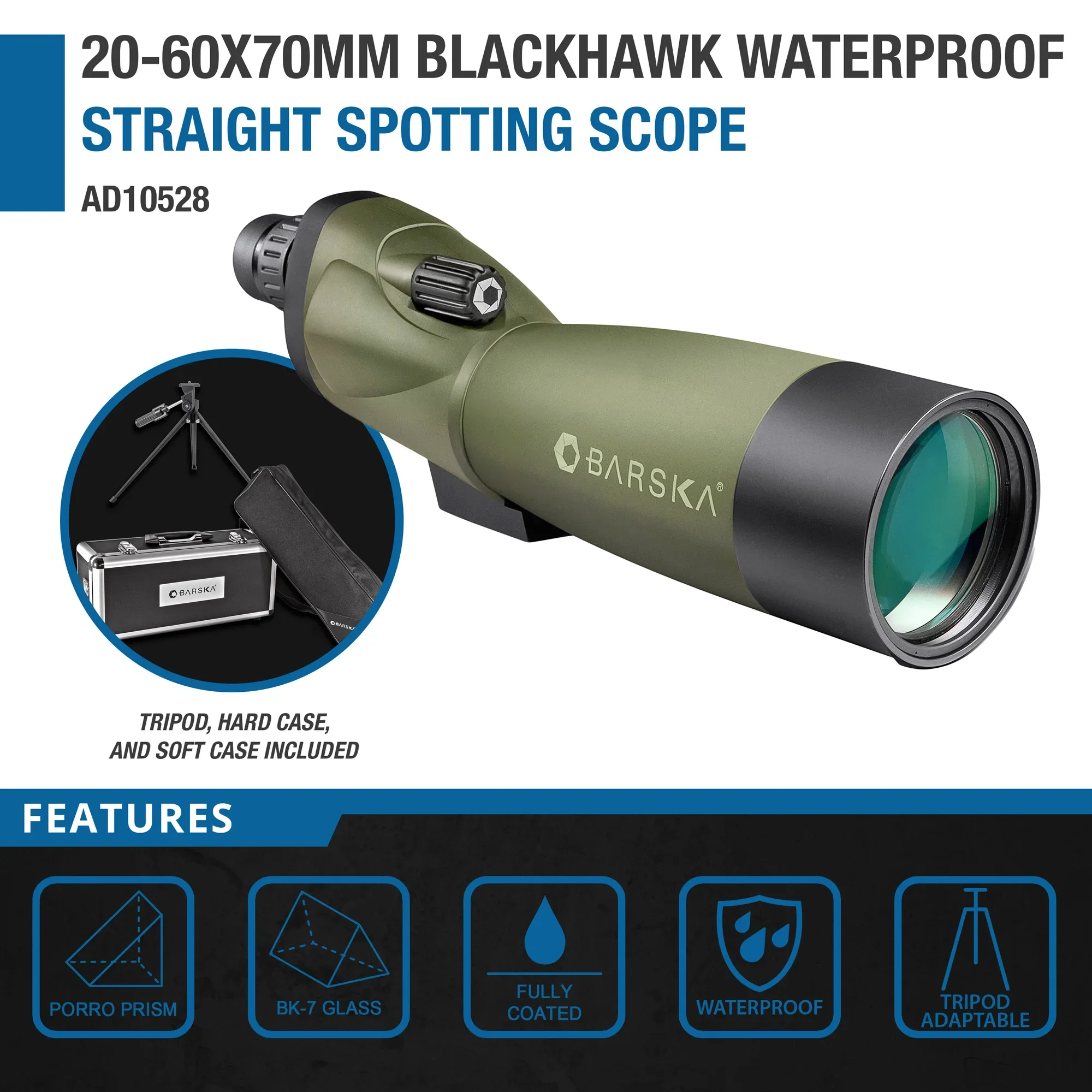20-60x70mm Blackhawk Waterproof Straight Spotting Scope | AD10528 - Image 4
