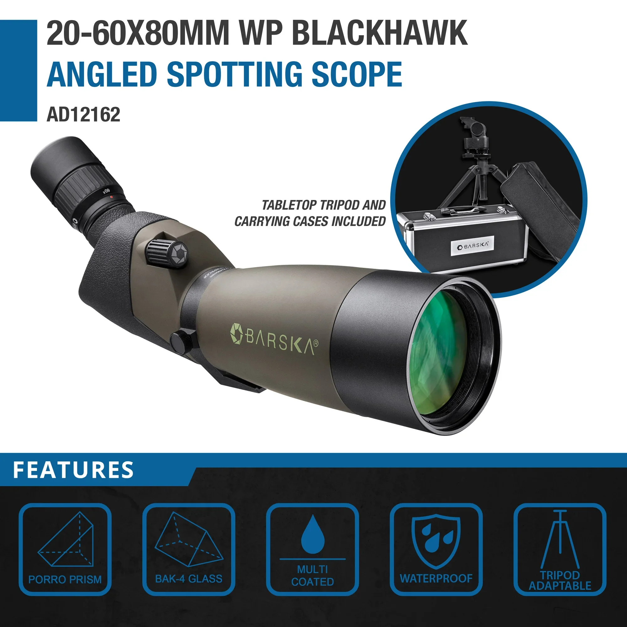 20-60x80mm Blackhawk Waterproof Angled Spotting Scope | AD12162 - Image 7