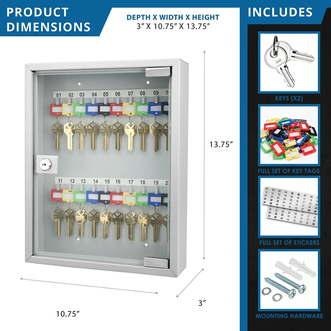 20 Capacity Fixed Position Key Cabinet with Glass Door | CB12952 - Image 4