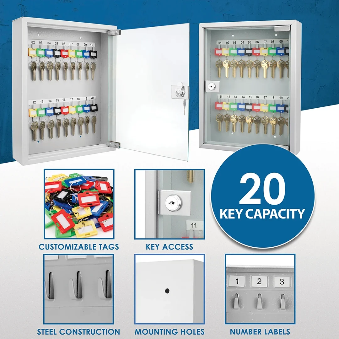 20 Capacity Fixed Position Key Cabinet with Glass Door | CB12952 - Image 5