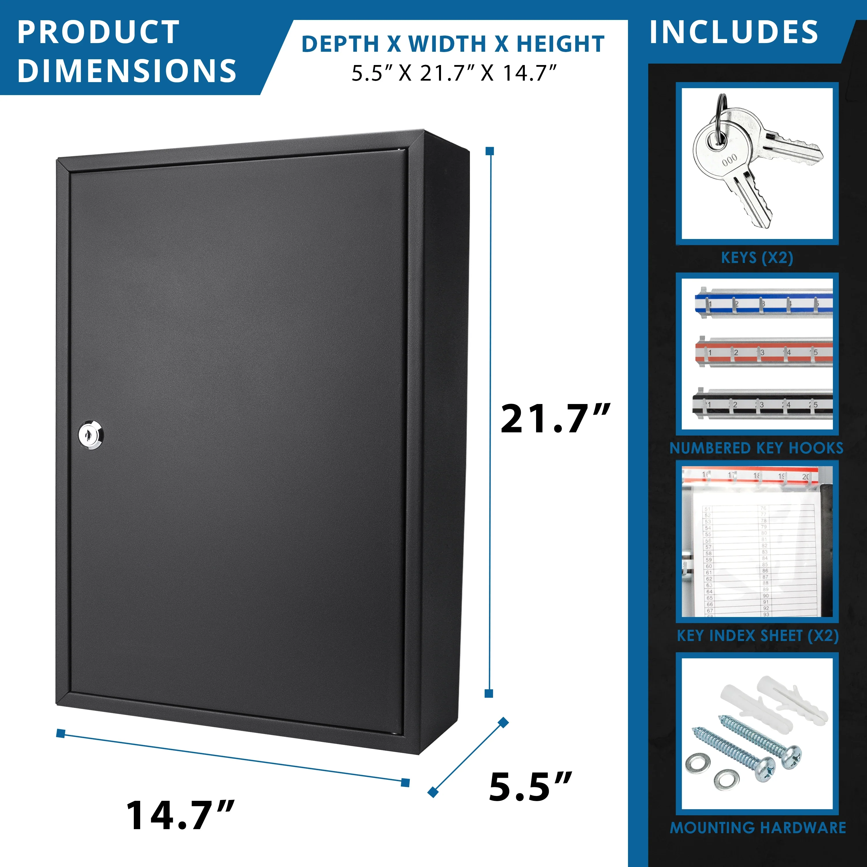 200 Capacity Adjustable Key Cabinet with Key Lock | AX11824 - Image 8