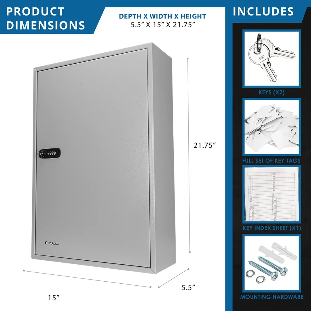 240 Capacity Fixed Position Key Cabinet with Combination & Key Lock, White Tags | CB13600 - Image 8