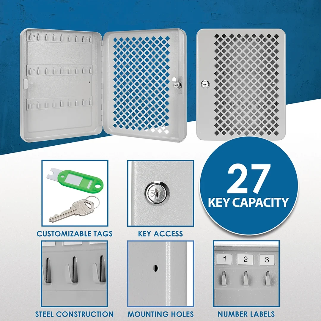 27 Capacity Fixed Position Mesh Front Key Cabinet with Key Lock | CB13756 - Image 10
