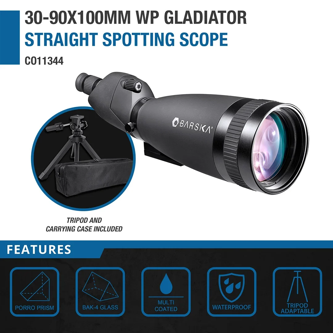 30-90x100mm Gladiator Waterproof Straight Spotting Scope | AD11344 - Image 4