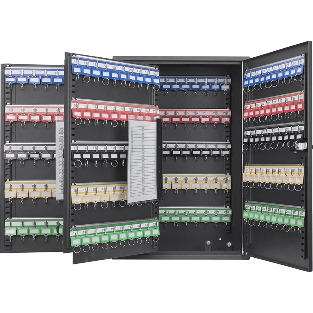 300 Capacity Adjustable Key Cabinet with Combination & Key Lock, Black | CB13352