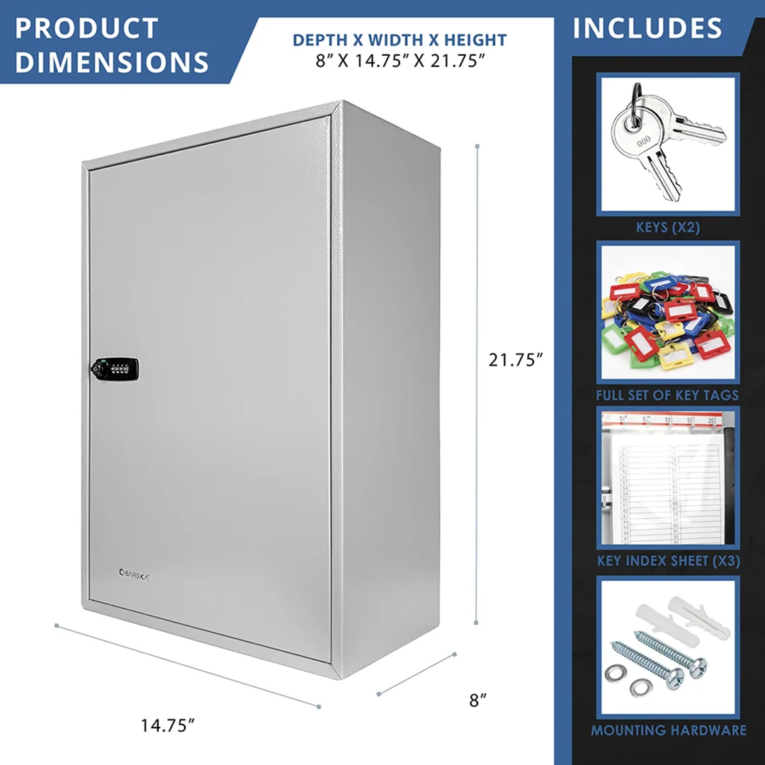 300 Capacity Adjustable Key Cabinet with Combination & Key Lock, Grey | CB13562 - Image 11