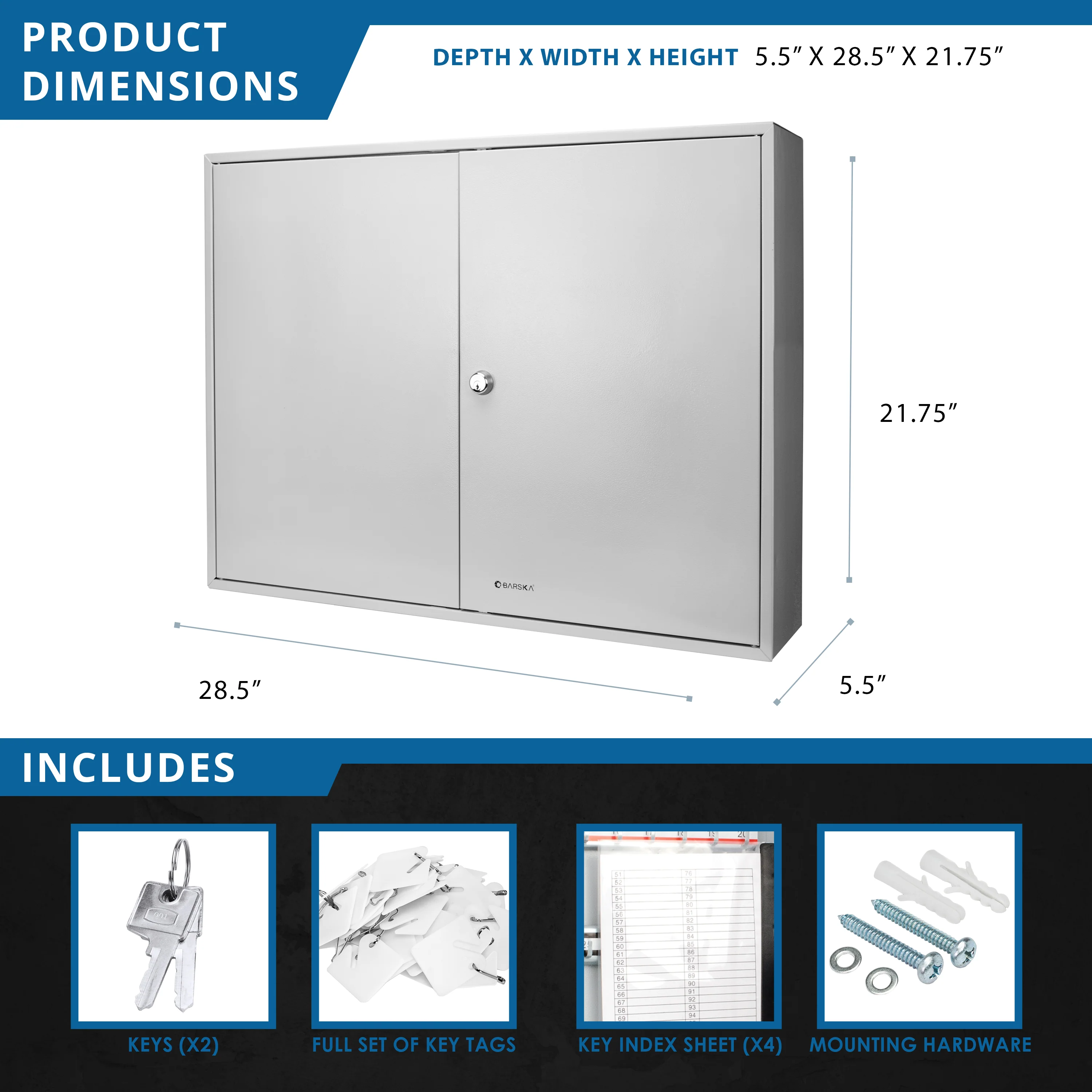 320 Capacity Fixed Position Key Cabinet with Key Lock, White Tags | CB12698 - Image 6
