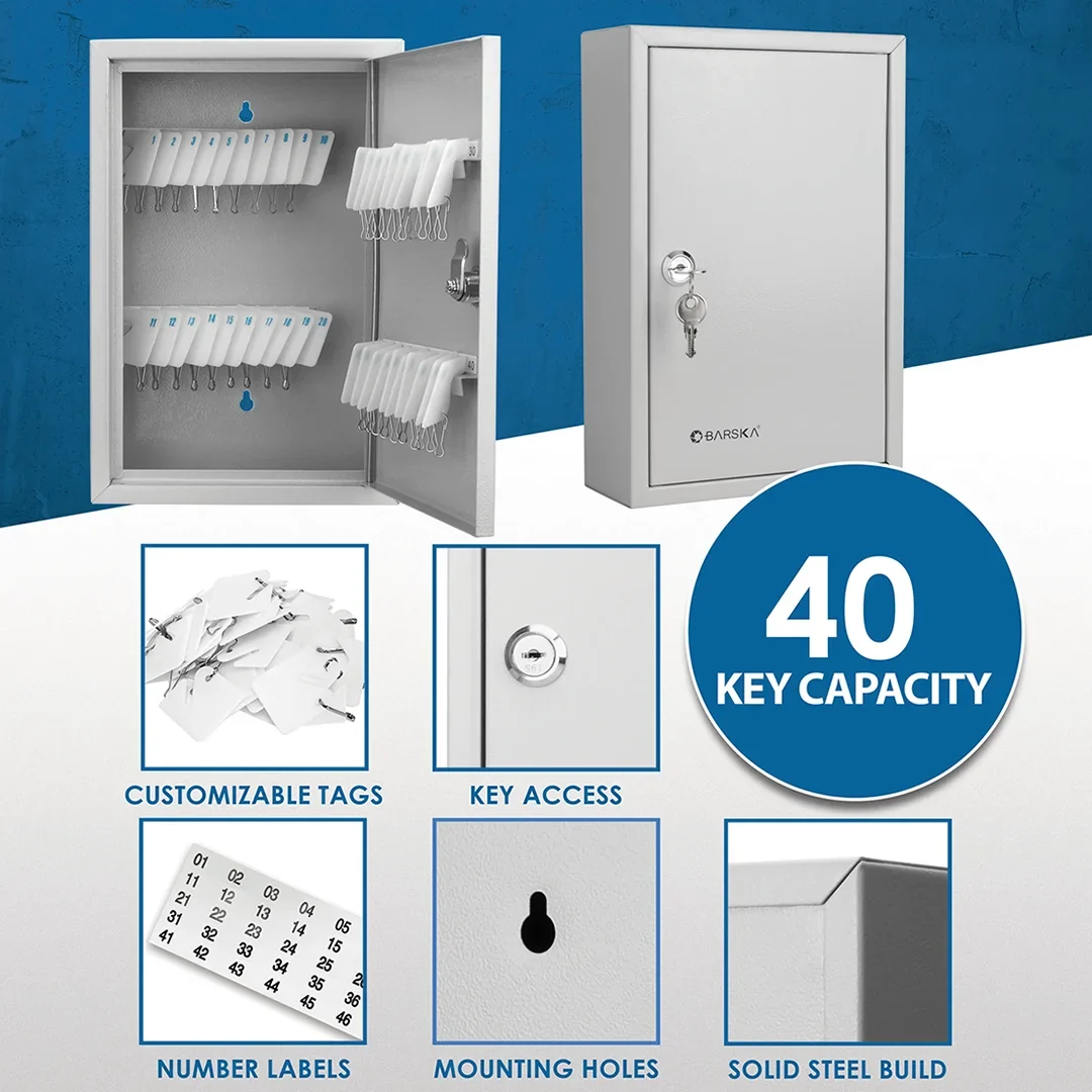 40 Capacity Fixed Position Key Cabinet with Key Lock, White Tags | CB13364 - Image 7