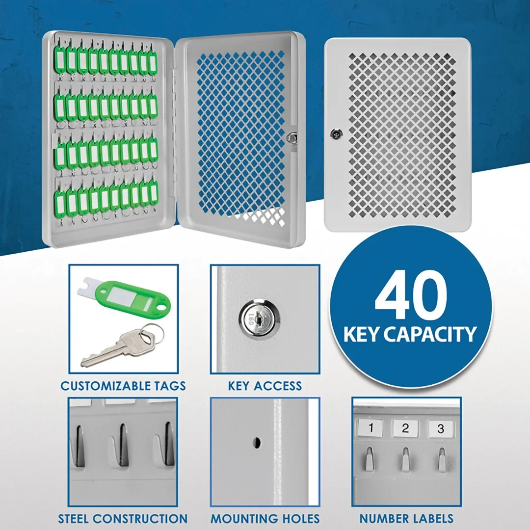 40 Capacity Fixed Position Mesh Front Key Cabinet with Key Lock | CB13758 - Image 11