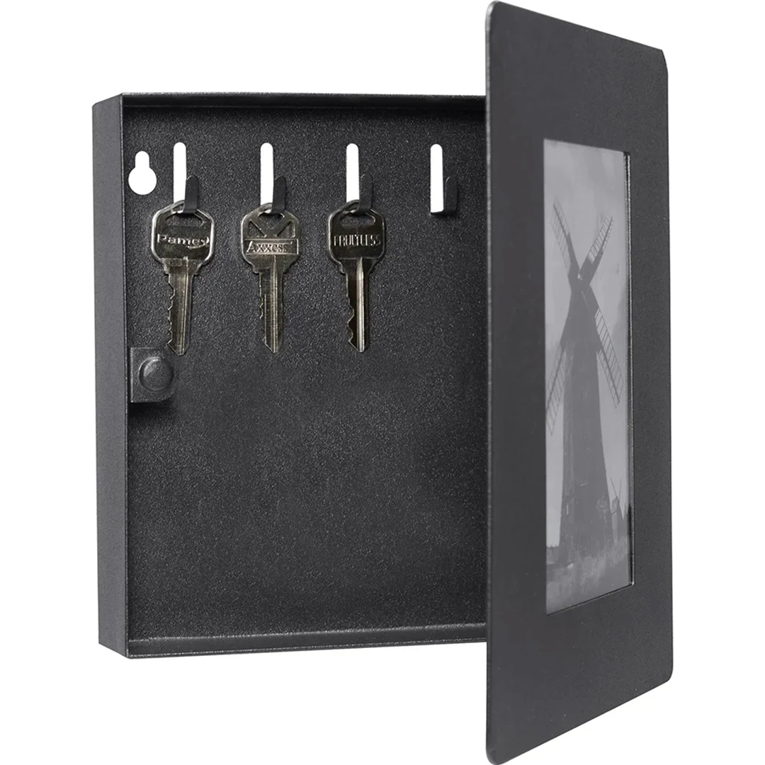 4"x6" 5 Capacity Picture Wall Mount Photo Frame Key Cabinet with Magnetic Lock, Black | CB12374 - Image 2
