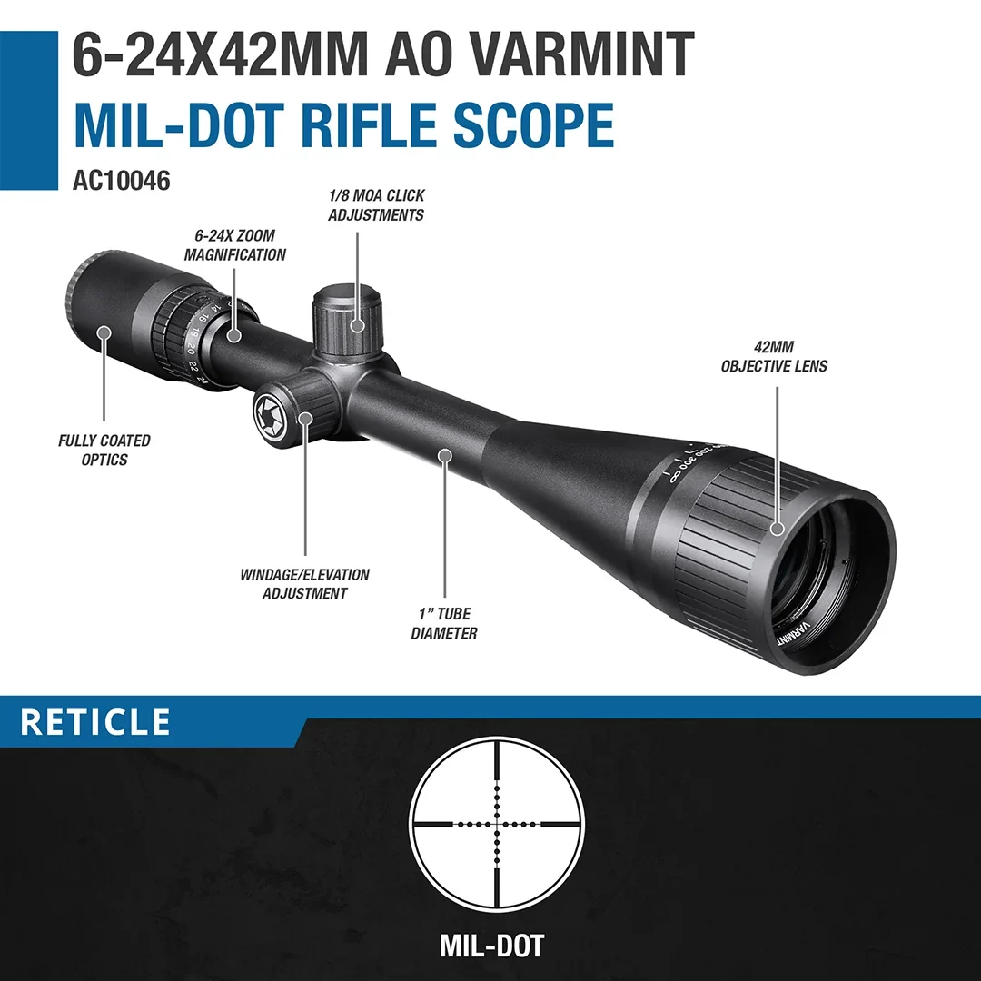 6-24x42mm Varmint AO Mil-Dot Rifle Scope | AC10046 - Image 11