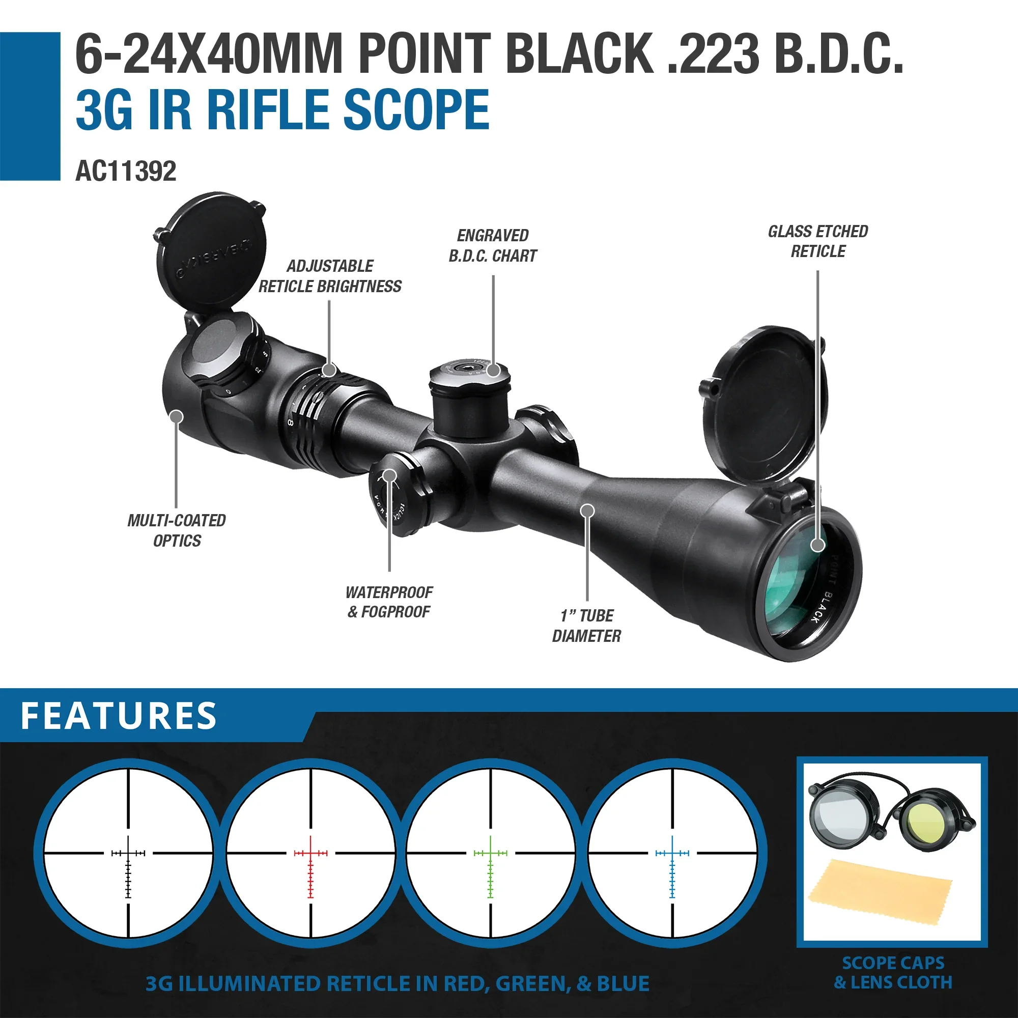 6-24x40mm Point Black .223 B.D.C. 3G IR Rifle Scope | AC11392 - Image 5