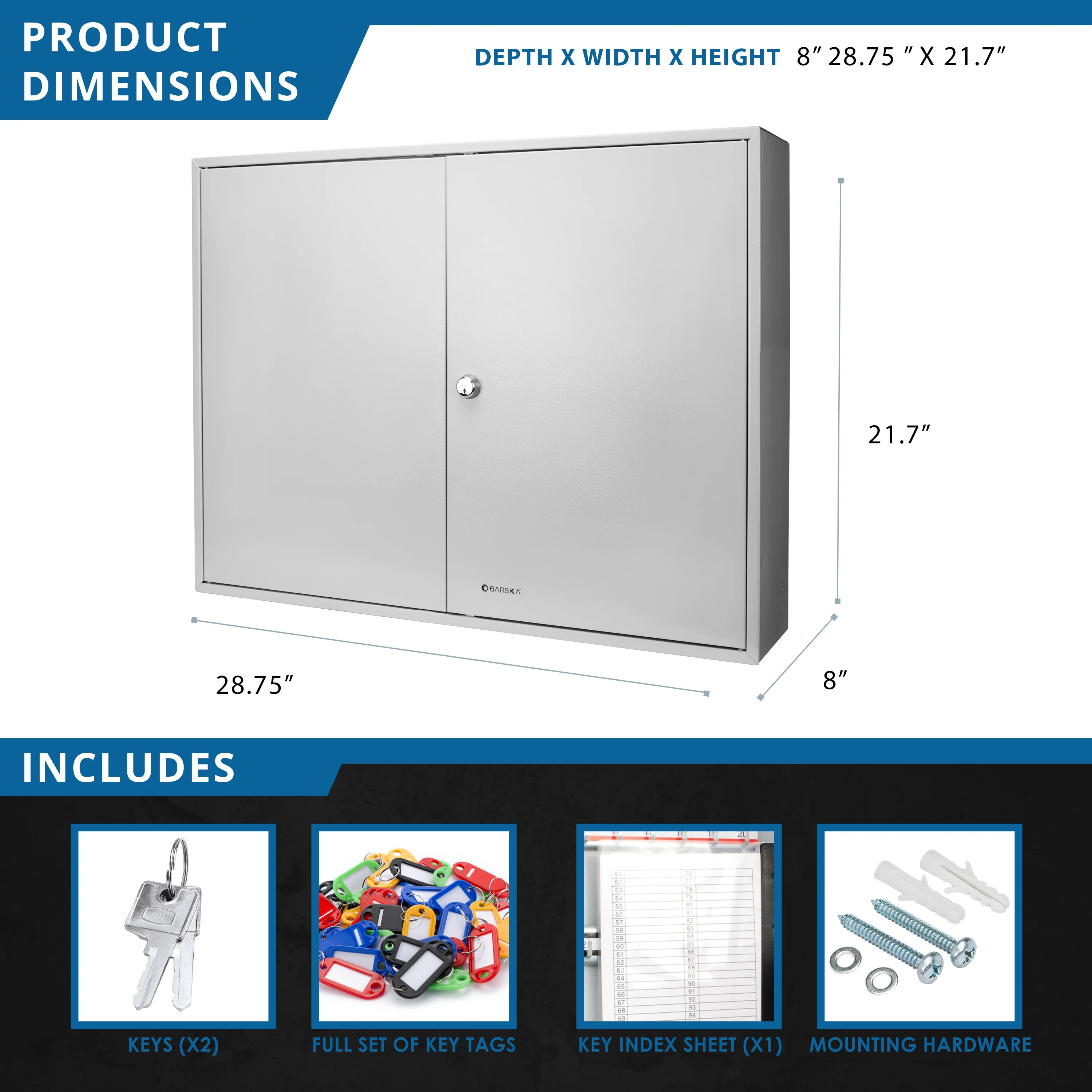 600 Capacity Adjustable Key Cabinet with Key Lock | CB12700 - Image 9