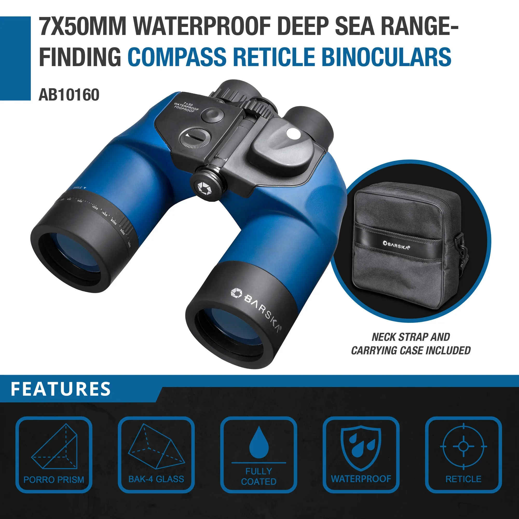 7x50mm Deep Sea Waterproof Range Finding Compass Reticle Binoculars | AB10160 - Image 9