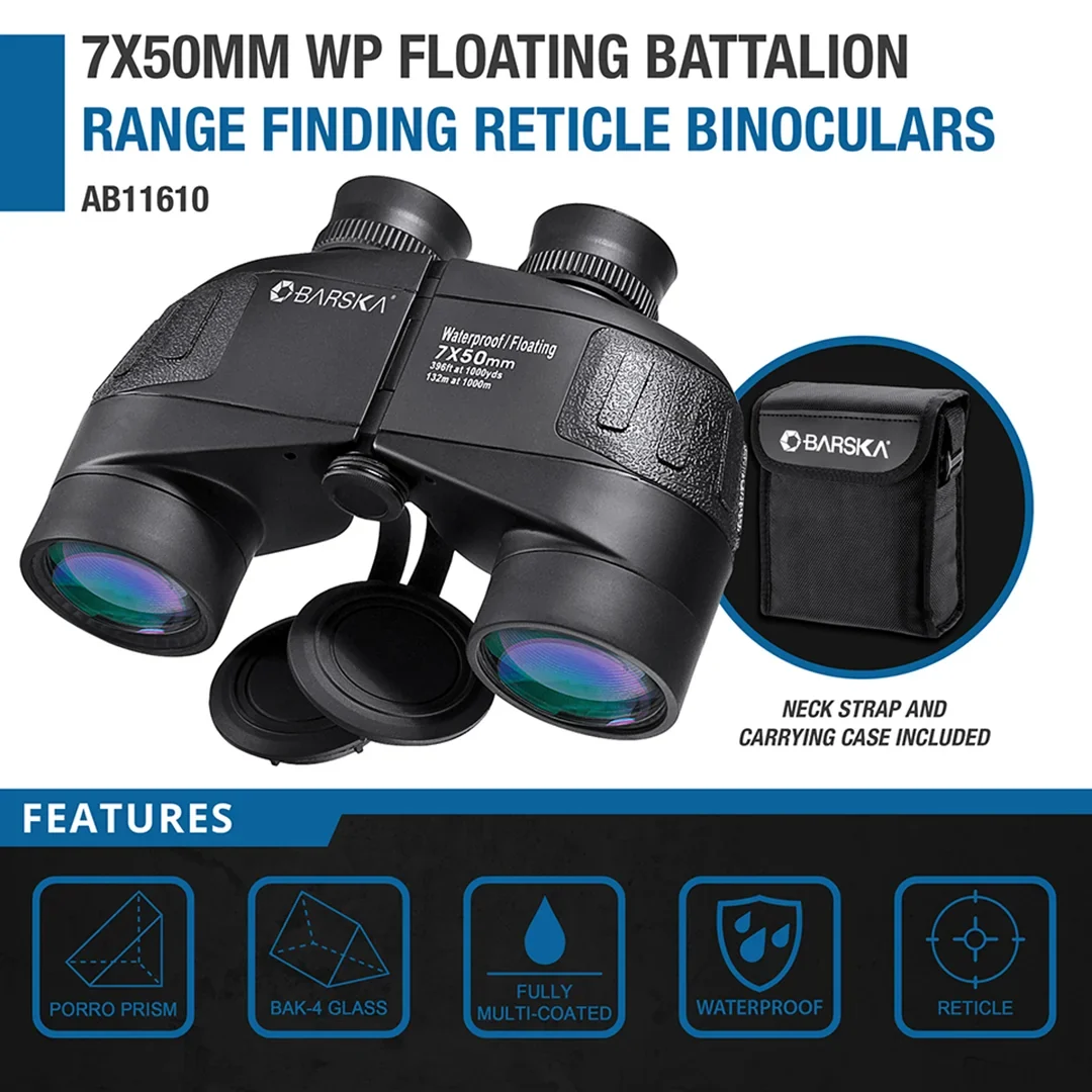 7x50mm Battalion Waterproof Floating Range Finding Reticle Binoculars | AB11610 - Image 6