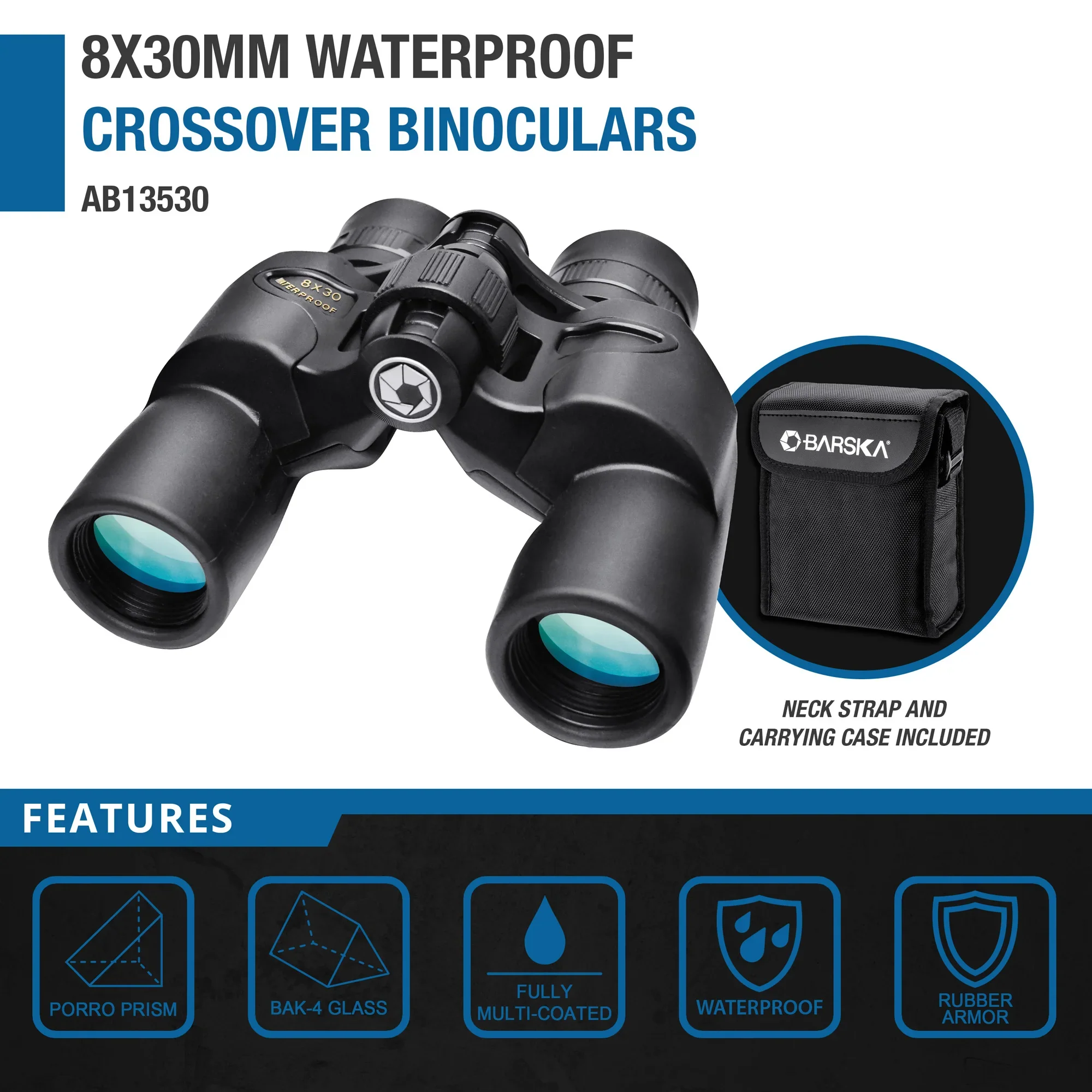 8x30mm Crossover Waterproof Binoculars | AB13530 - Image 4