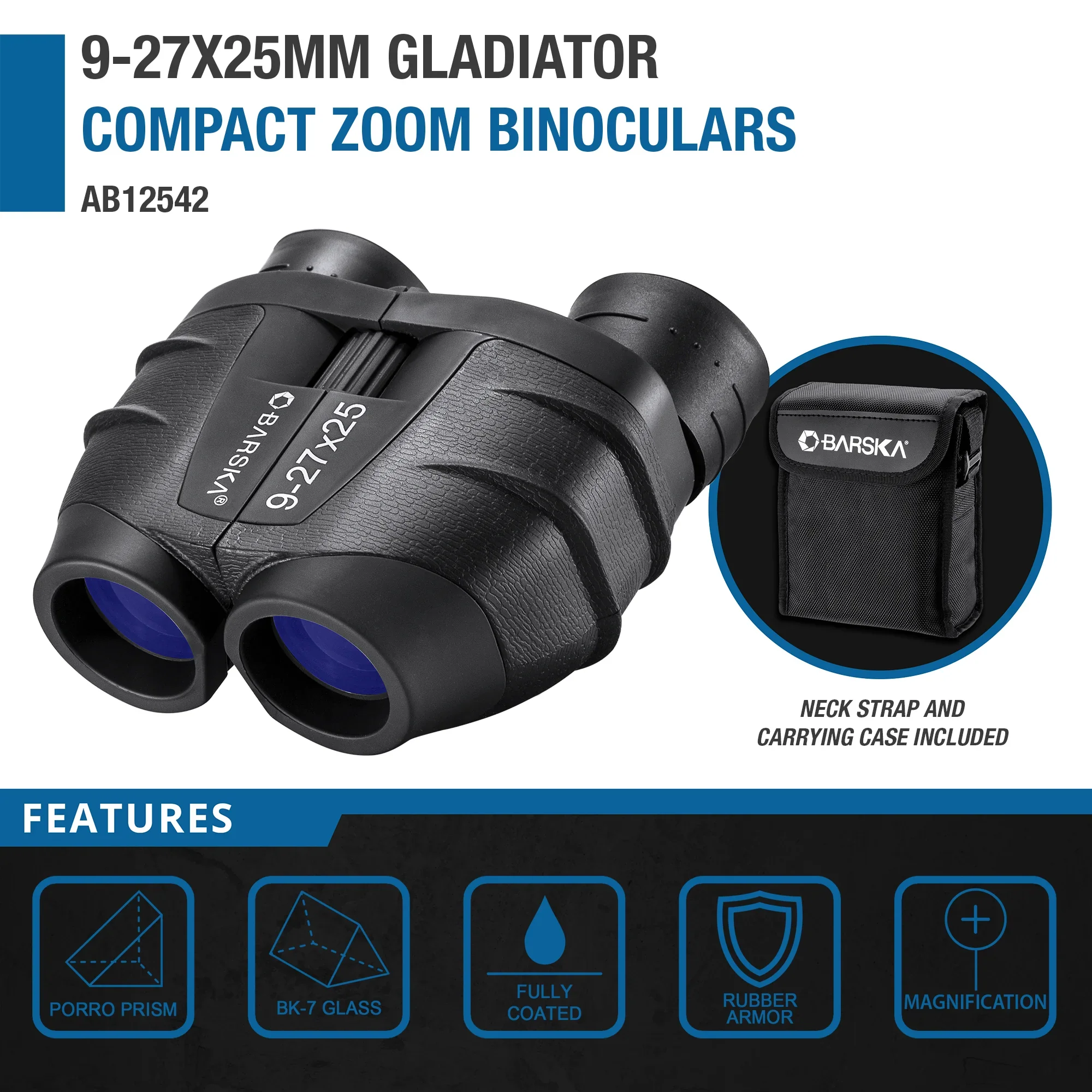 9-27x25mm Gladiator Compact Zoom Binoculars | AB12542 - Image 4