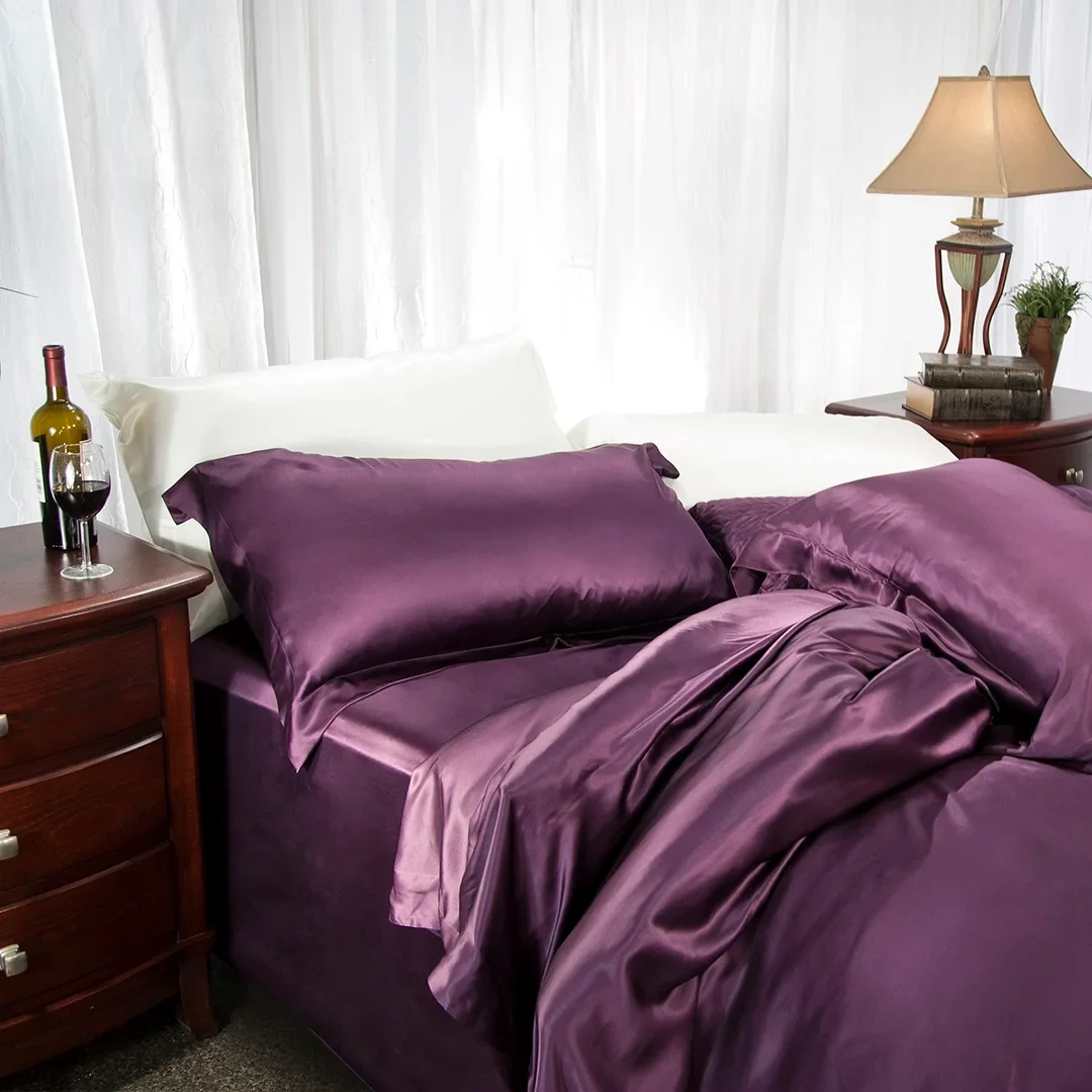Aus Vio 100% Natural Charmeuse Silk Satin Luxurious Pillowcase, King/California King, Iris Color | BM12108 - Image 3