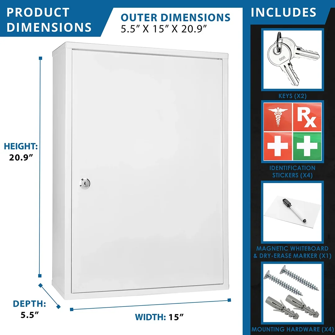 Large Medical Cabinet with Magnetic Dry Erase Pad and Marker | CB12824 - Image 7