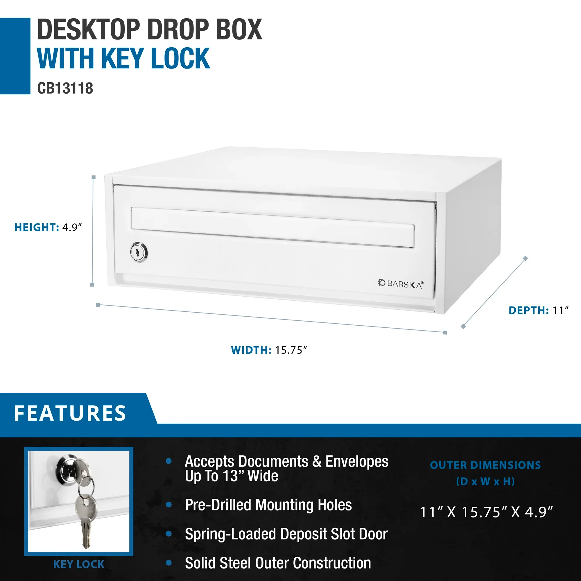 Desktop Drop Box with Key Lock | CB13118 - Image 9