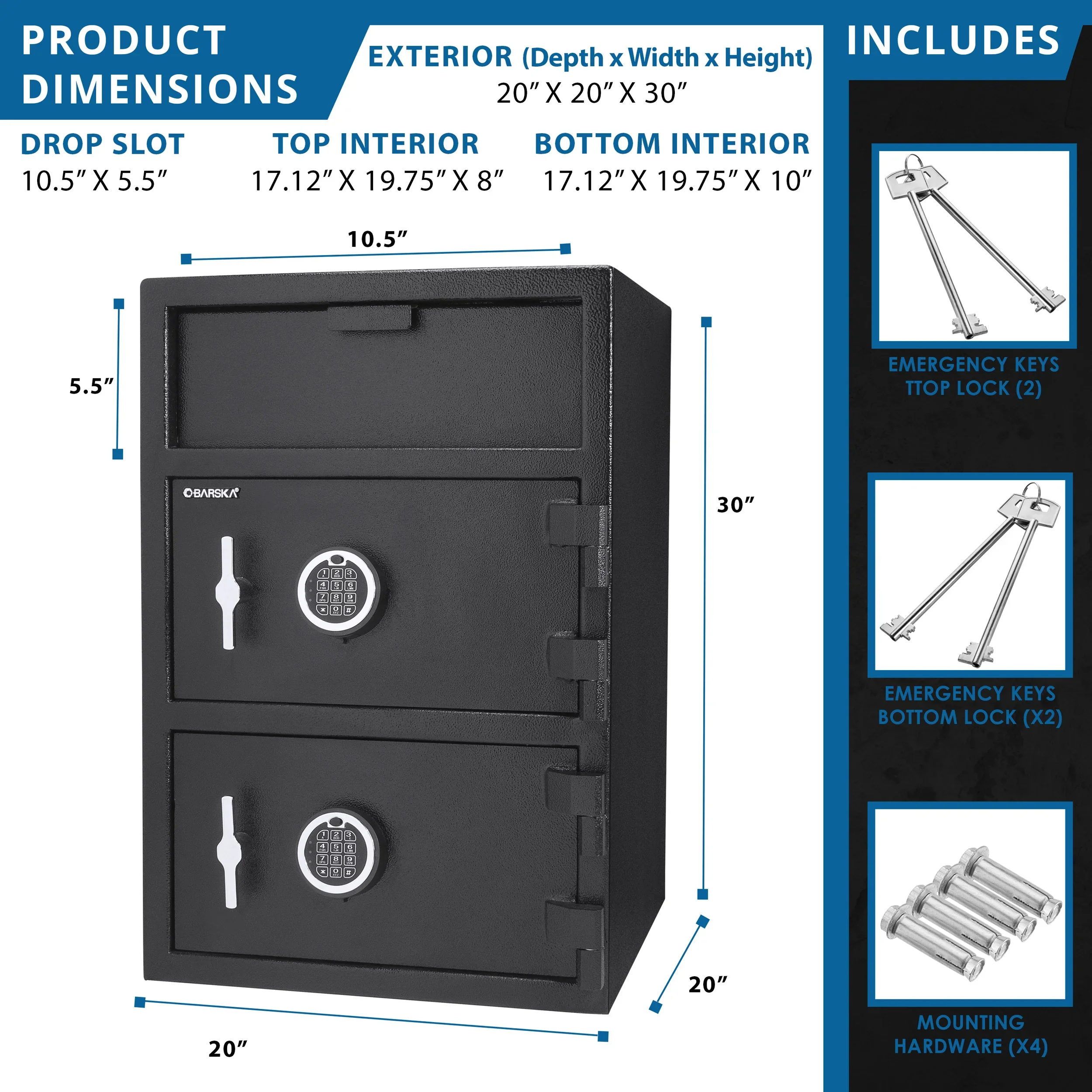 1.6/2 Cu. ft Dual Compartment Keypad Depository Safe | AX13312 - Image 6