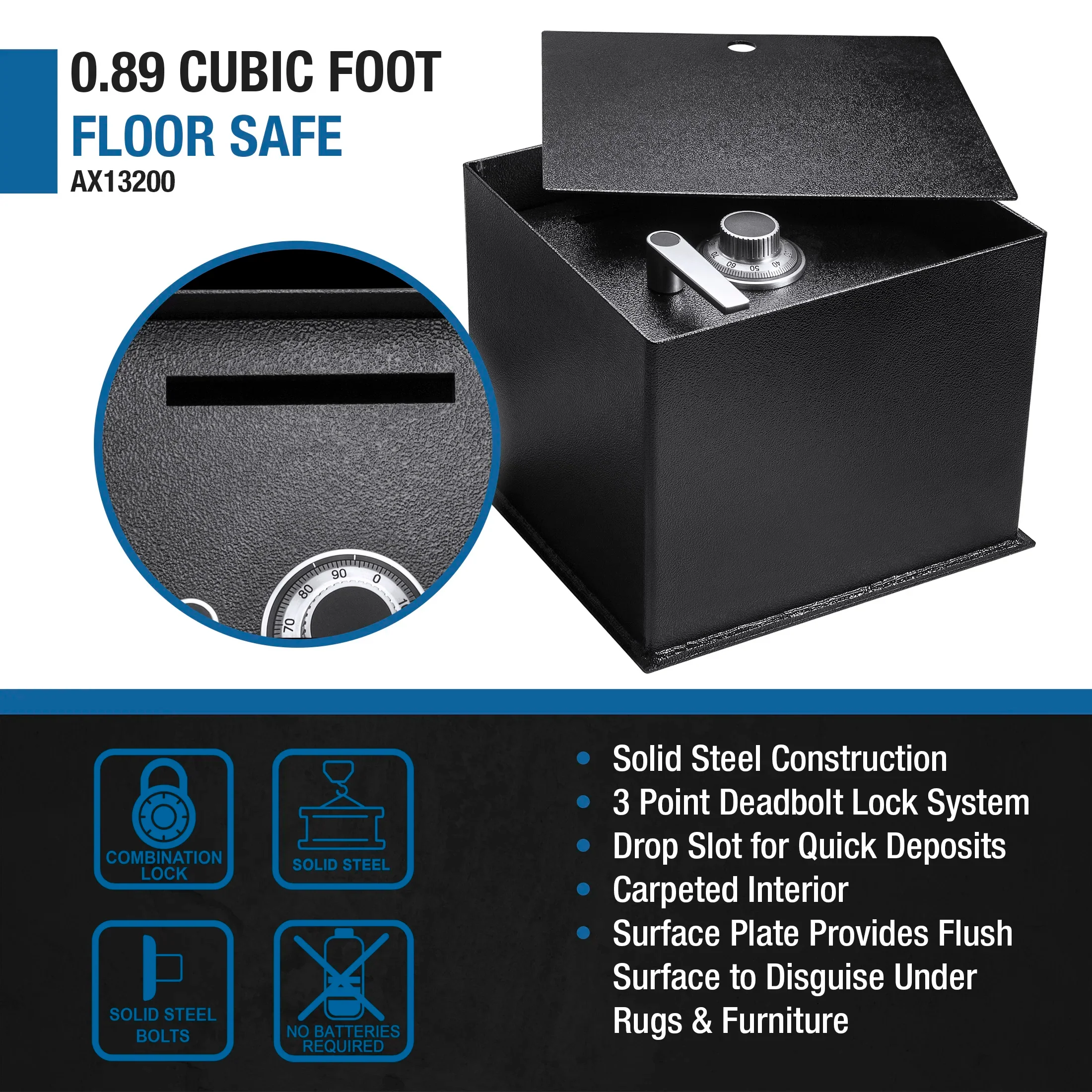 0.89 Cu. ft Floor Safe With Combination Lock | AX13200 - Image 10