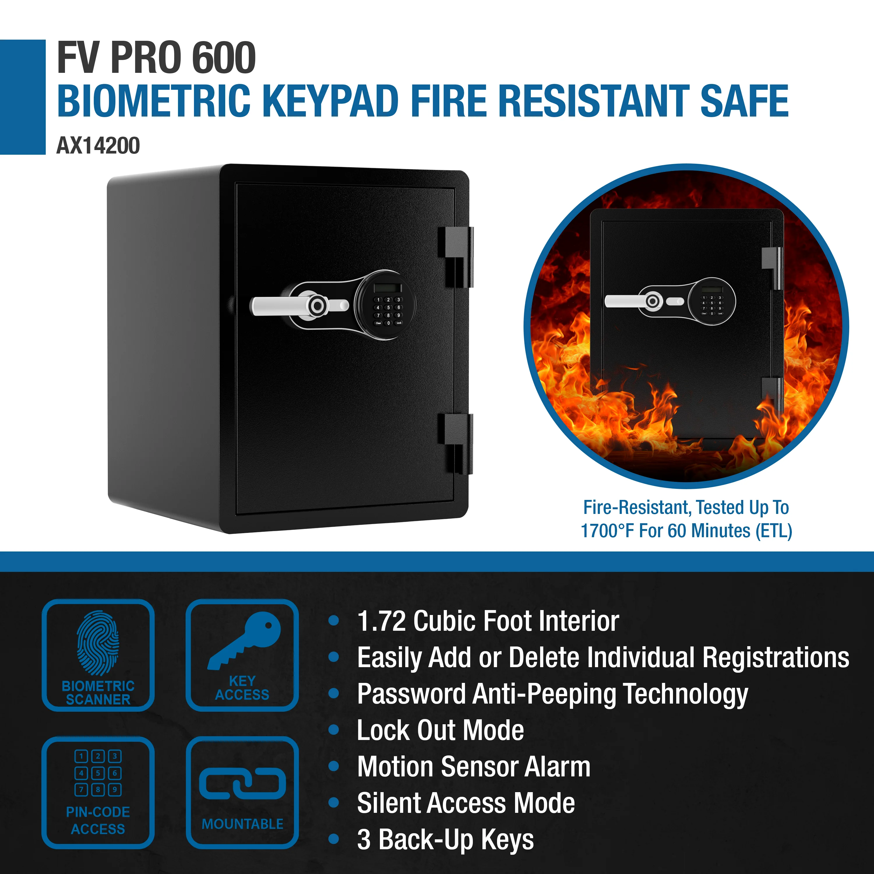 FV PRO 600 Biometric Keypad Fire Resistant Safe | AX14200 - Image 10