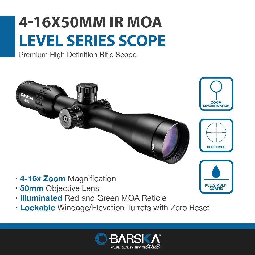 4-16x50mm LEVEL IR MOA Rifle Scope with Sun Shade | AC12784 - Image 12