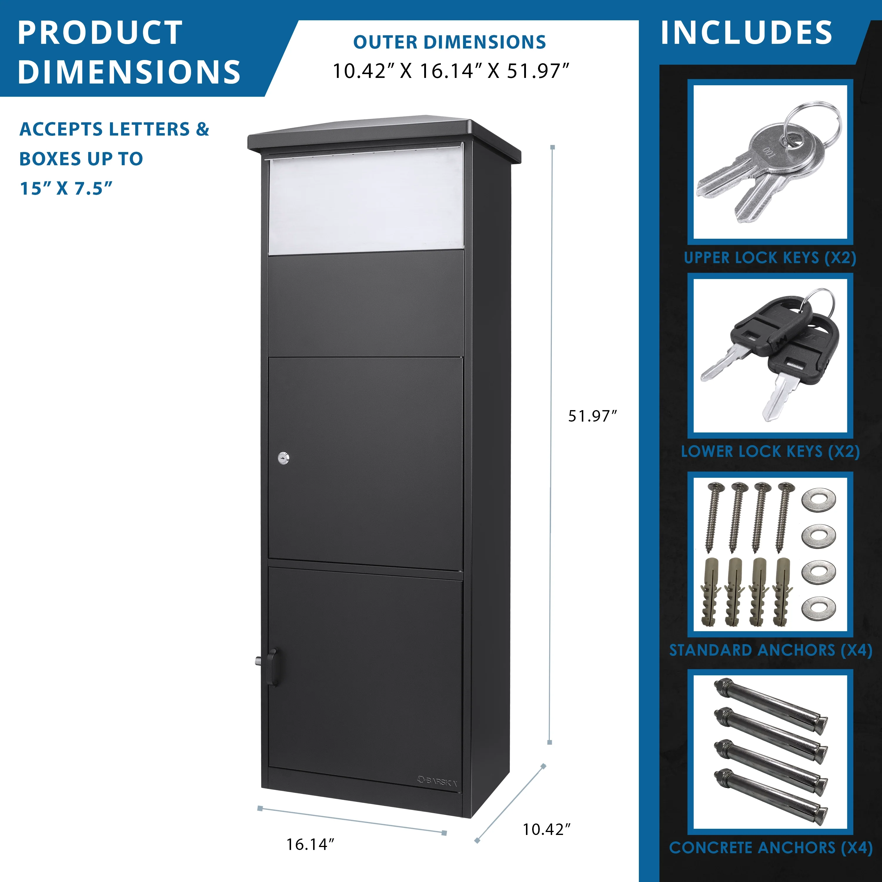 MPB-600 Dual Compartment Locking Parcel Box with Package Compartment | CB13332 - Image 8