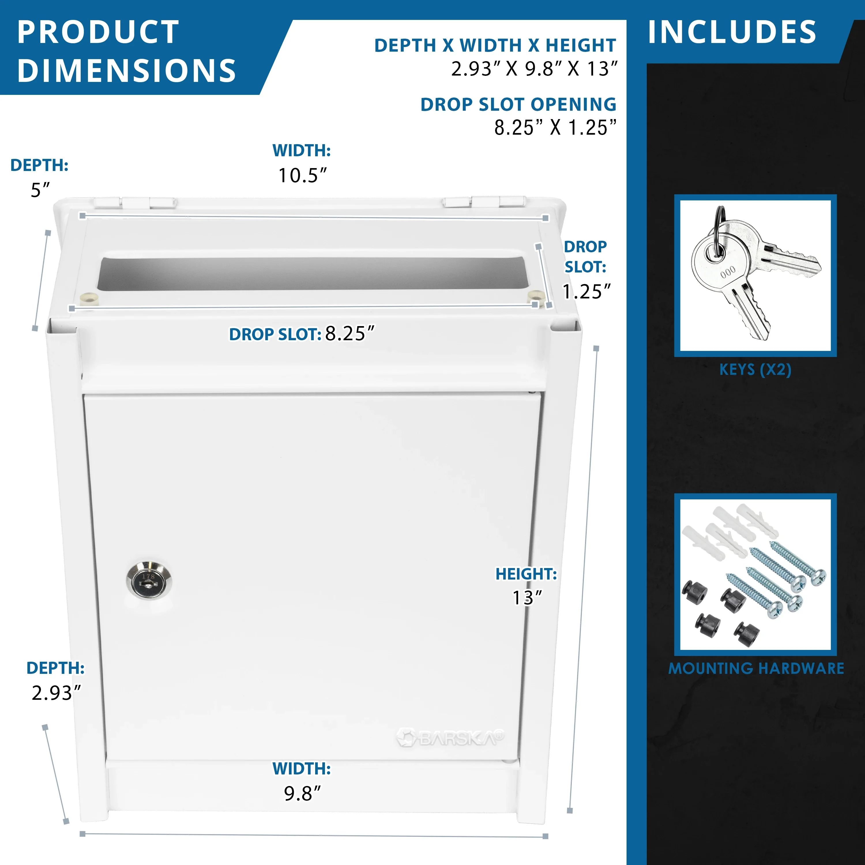 Small Locking Wall Mount Drop Box | CB14076 - Image 8