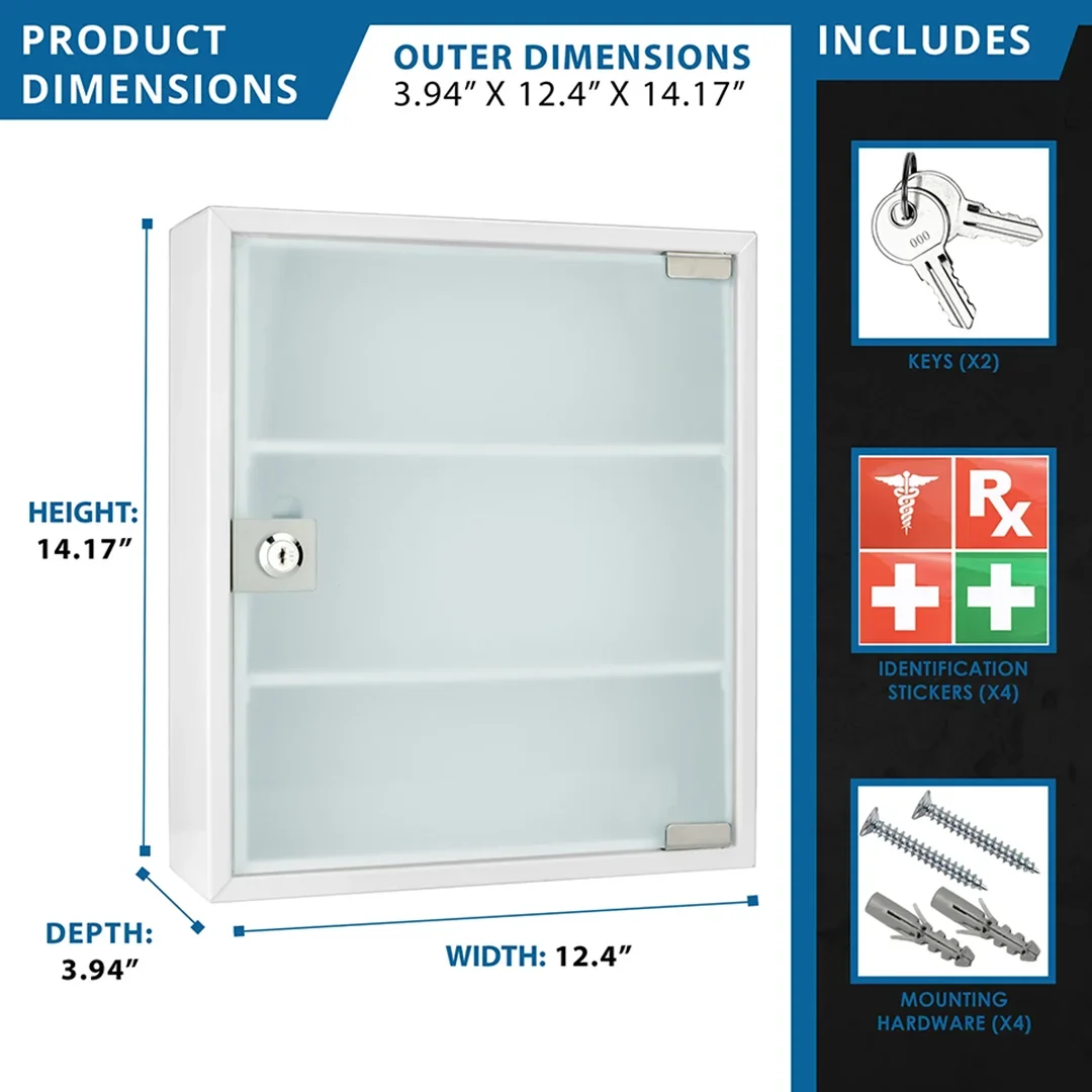 Standard Medical Cabinet with Frosted Glass Door | CB12822 - Image 7