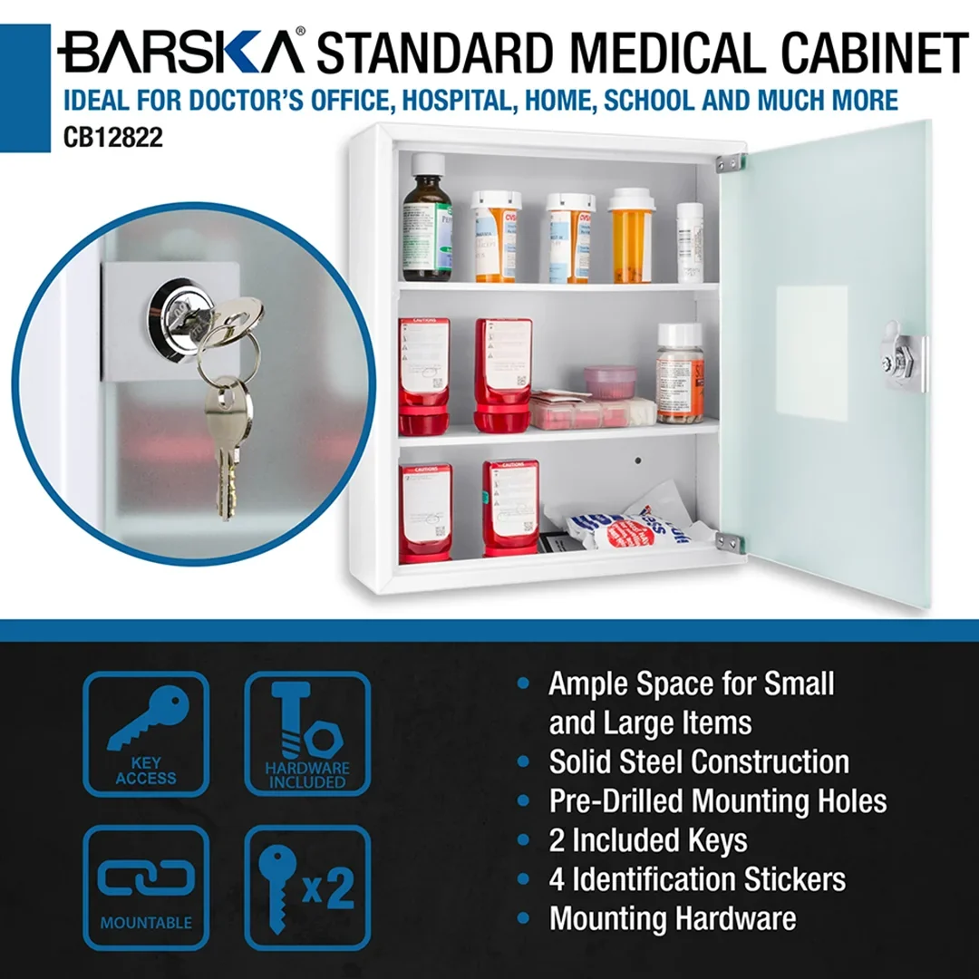 Standard Medical Cabinet with Frosted Glass Door | CB12822 - Image 8